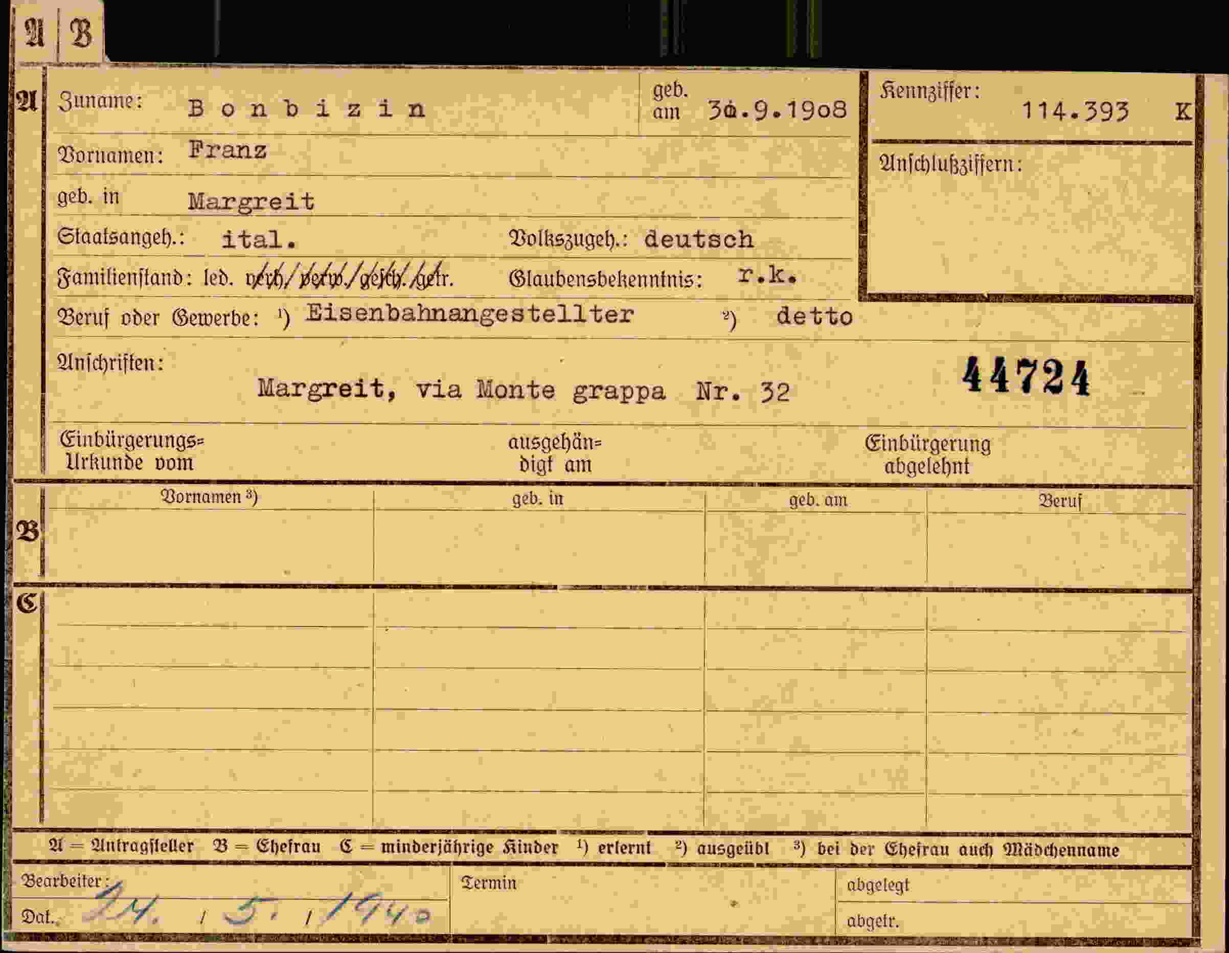 Dokument für Franz Bonbizin