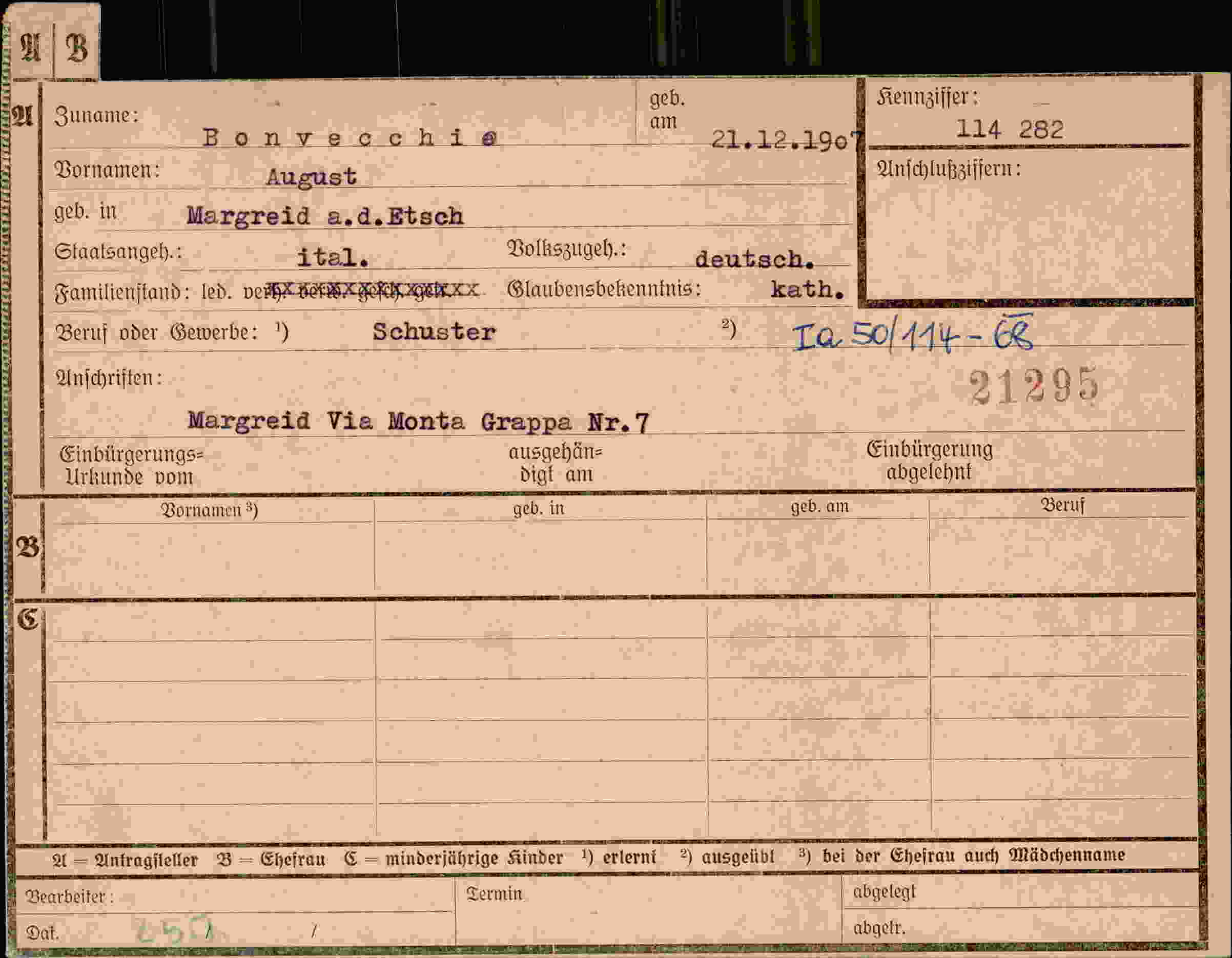 Dokument für August Bonvecchio
