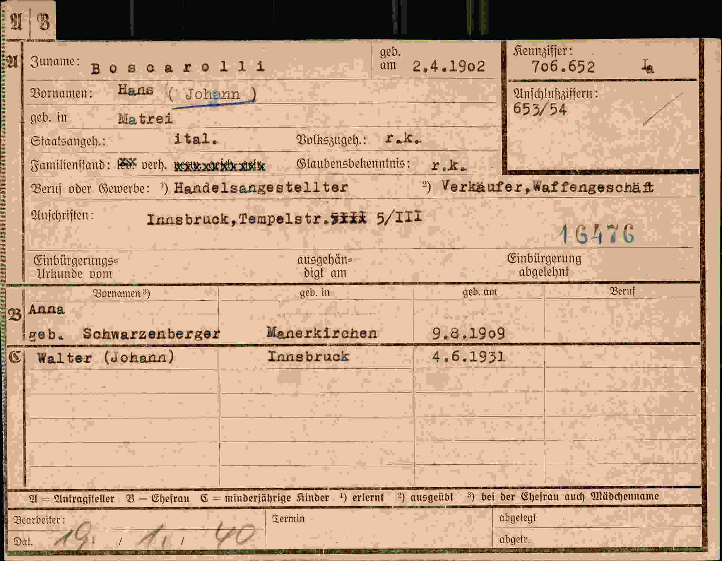 Vorderseite des Dokuments