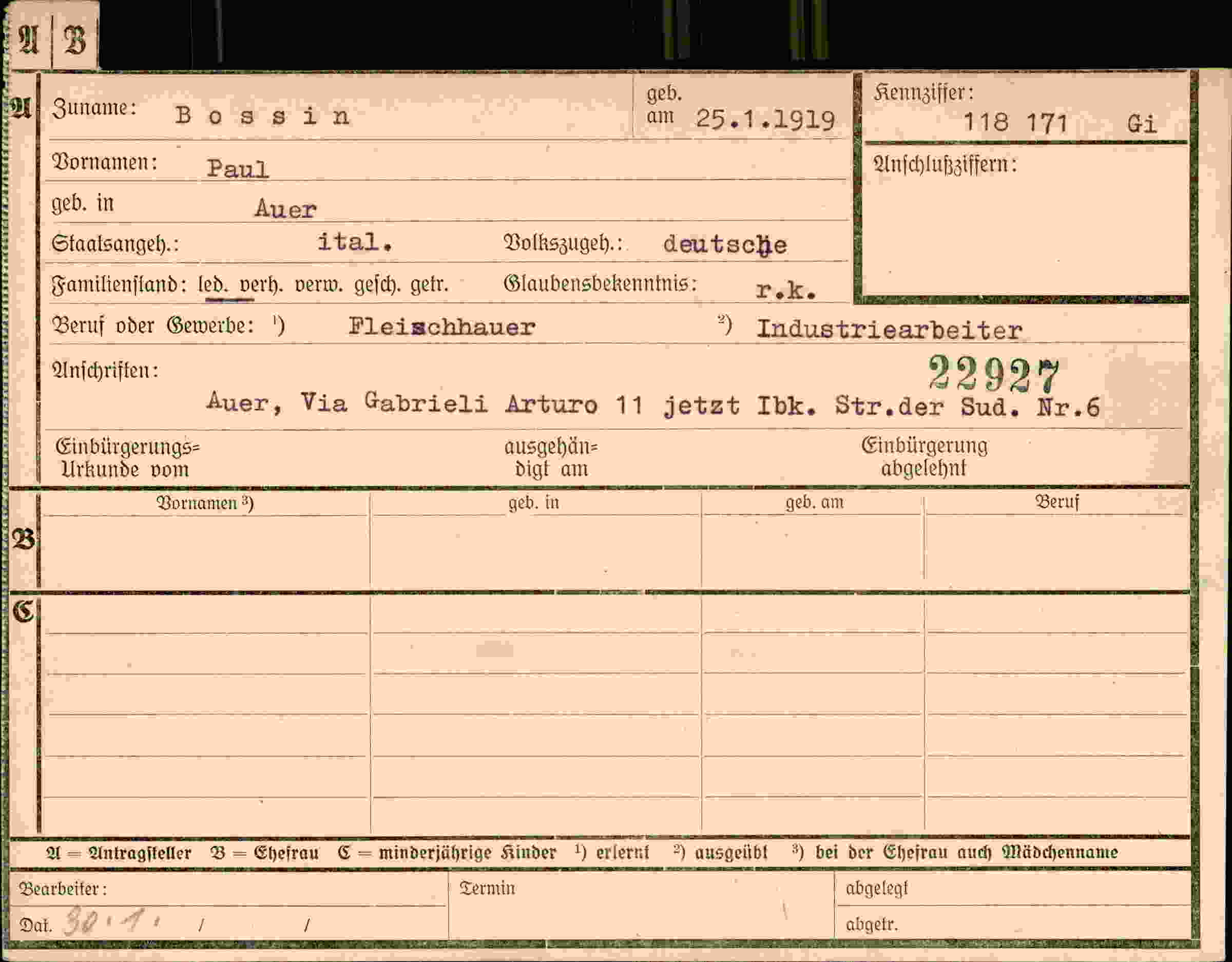 Dokument für Paul Bossin