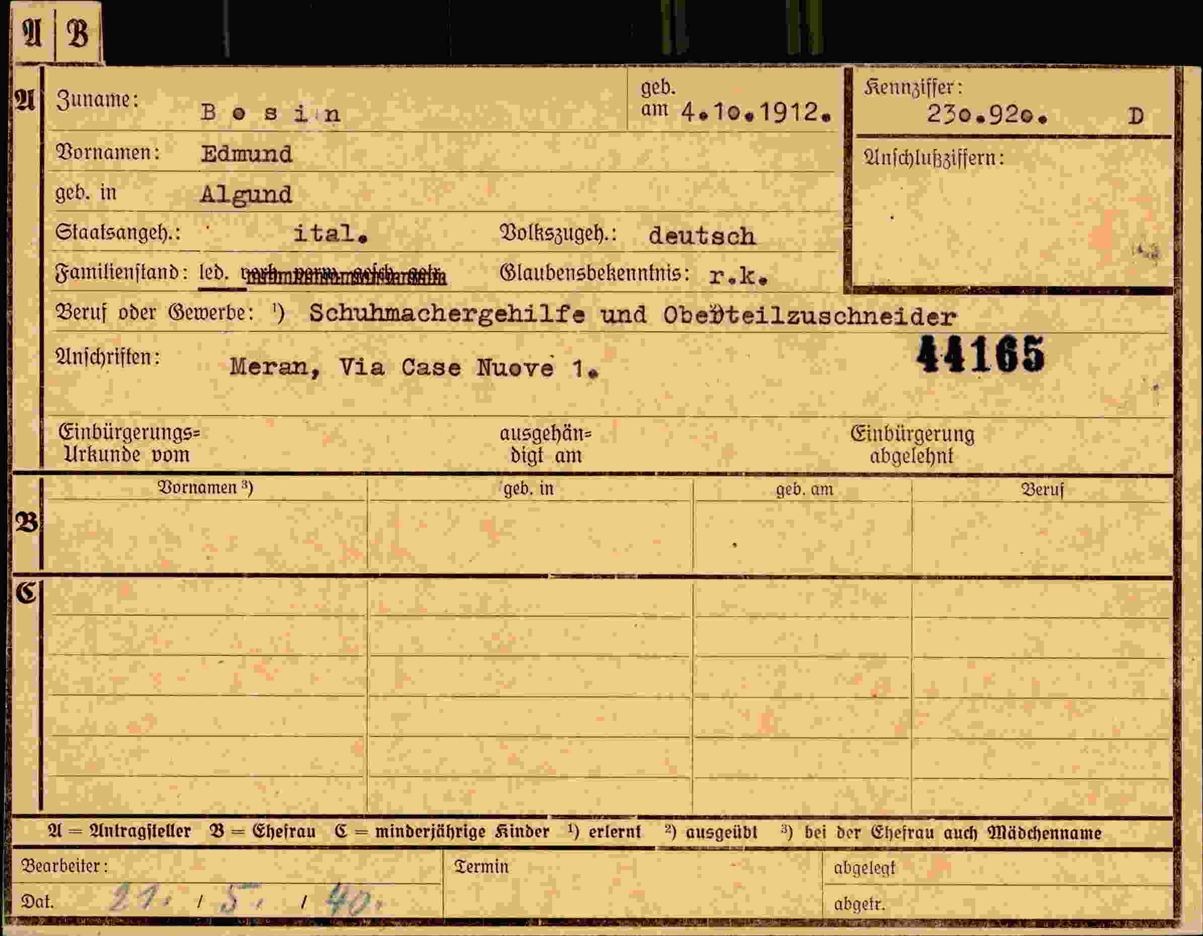 Vorderseite des Dokuments