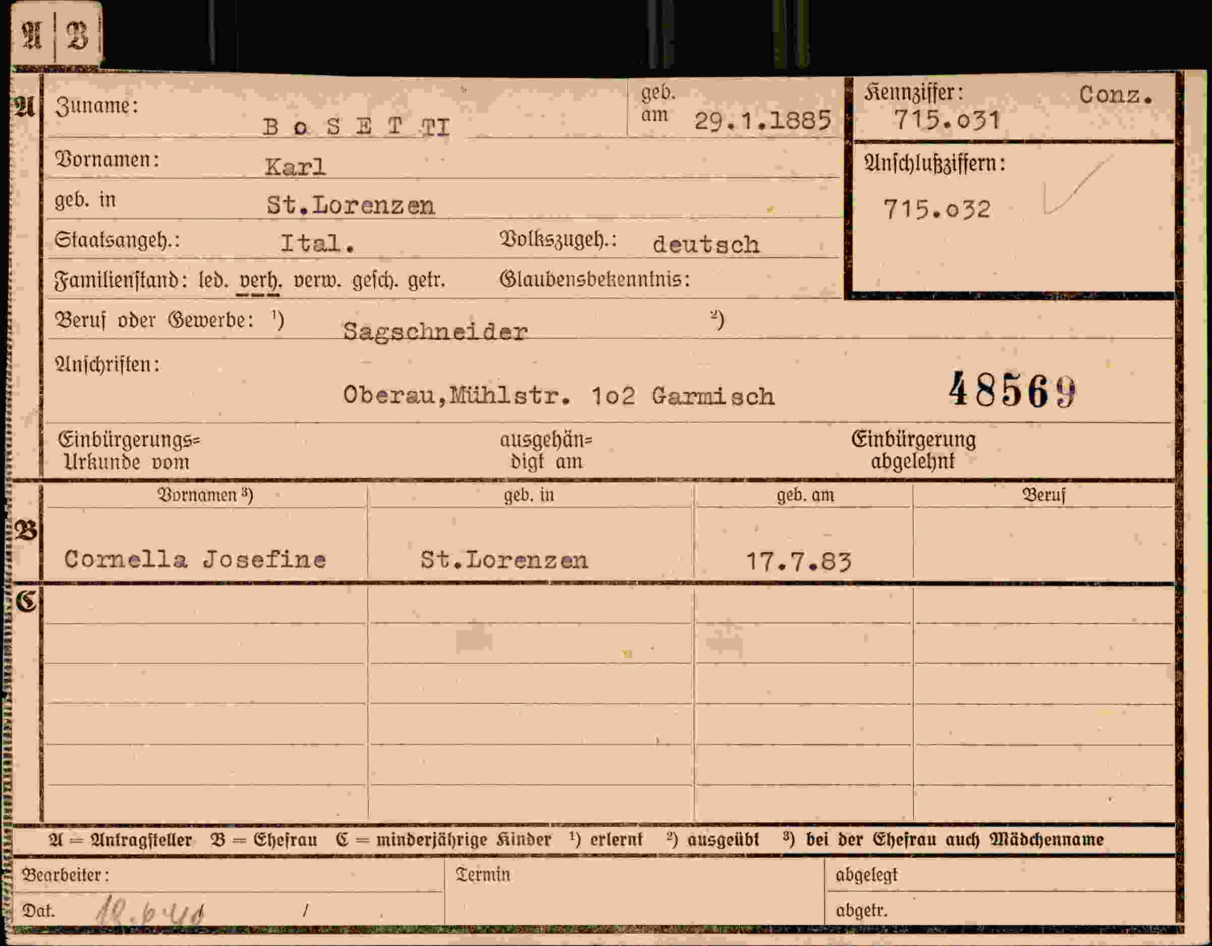 Vorderseite des Dokuments