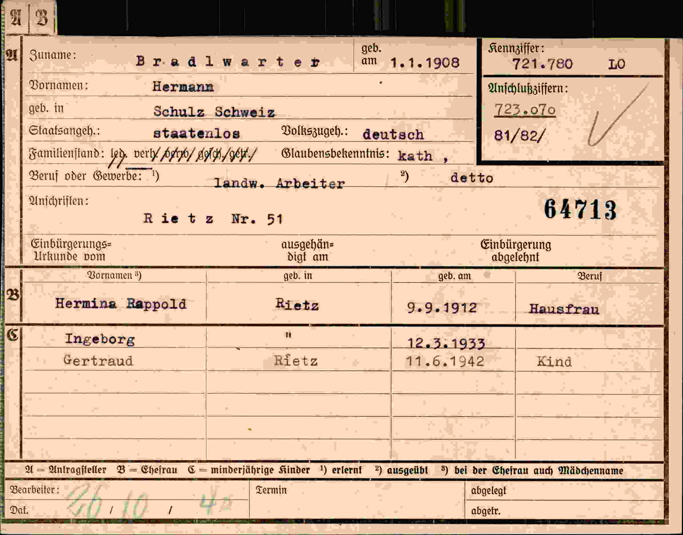 Dokument für Hermann Bradlwarter