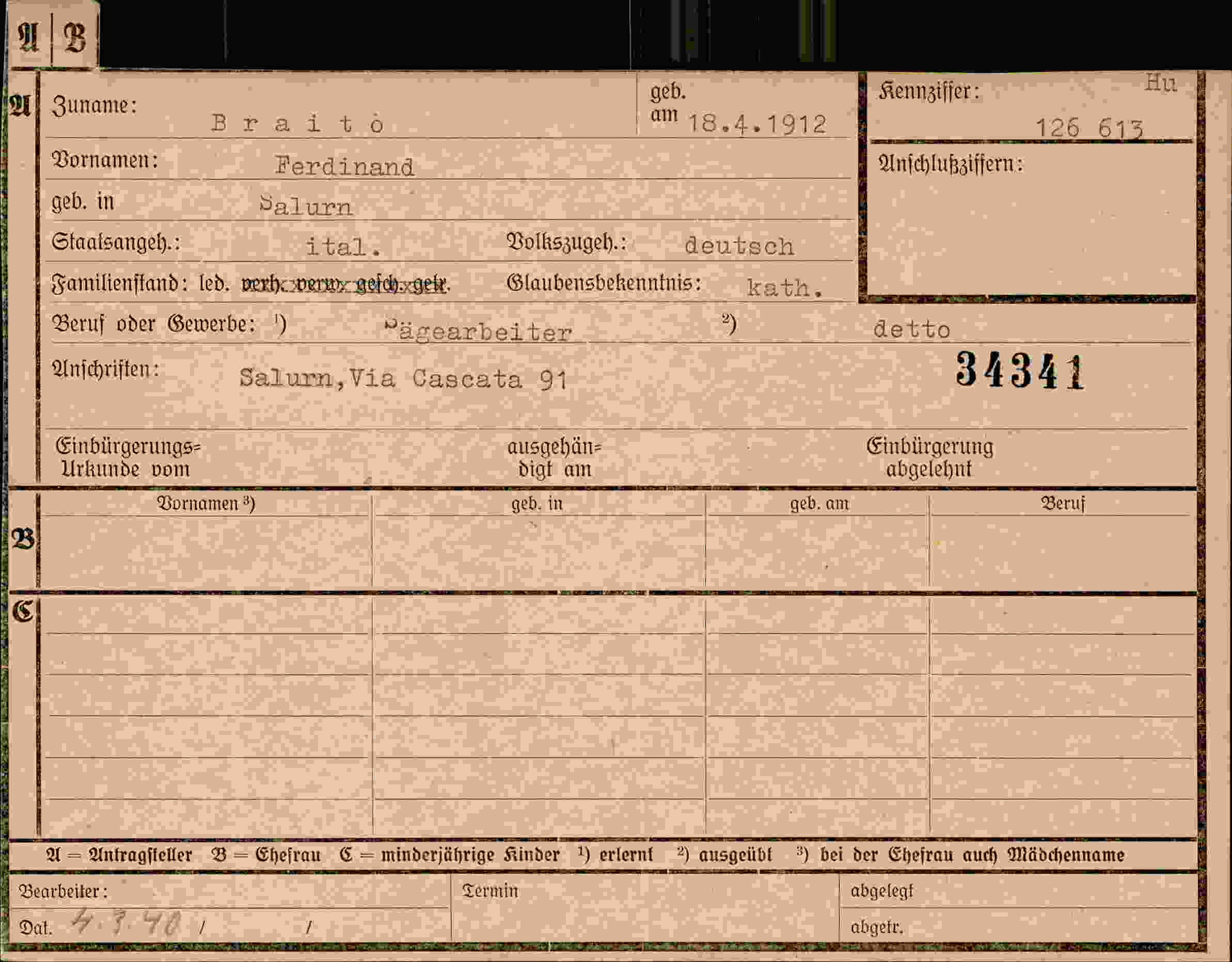 Dokument für Ferdinand Braito