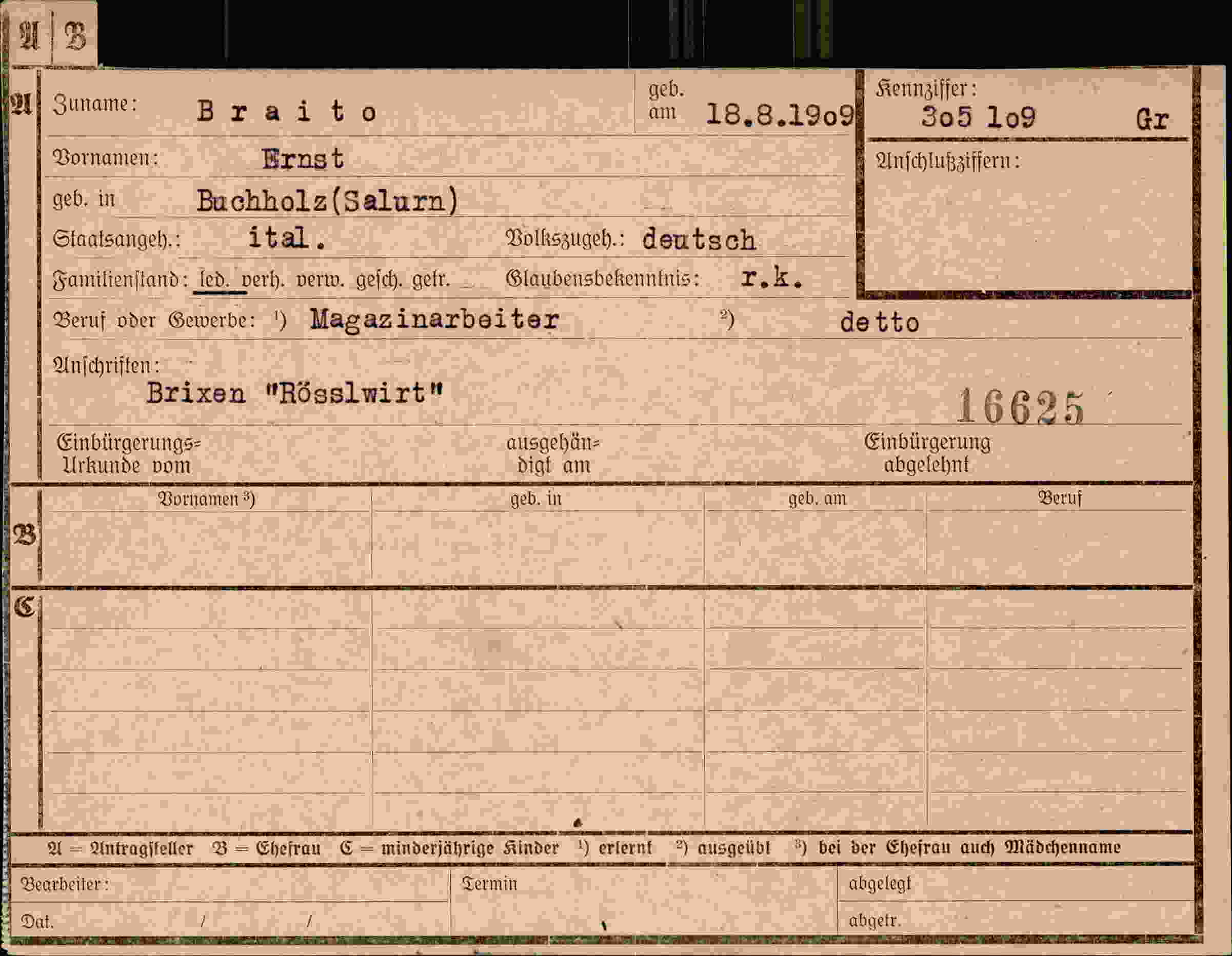 Dokument für Ernst Braito