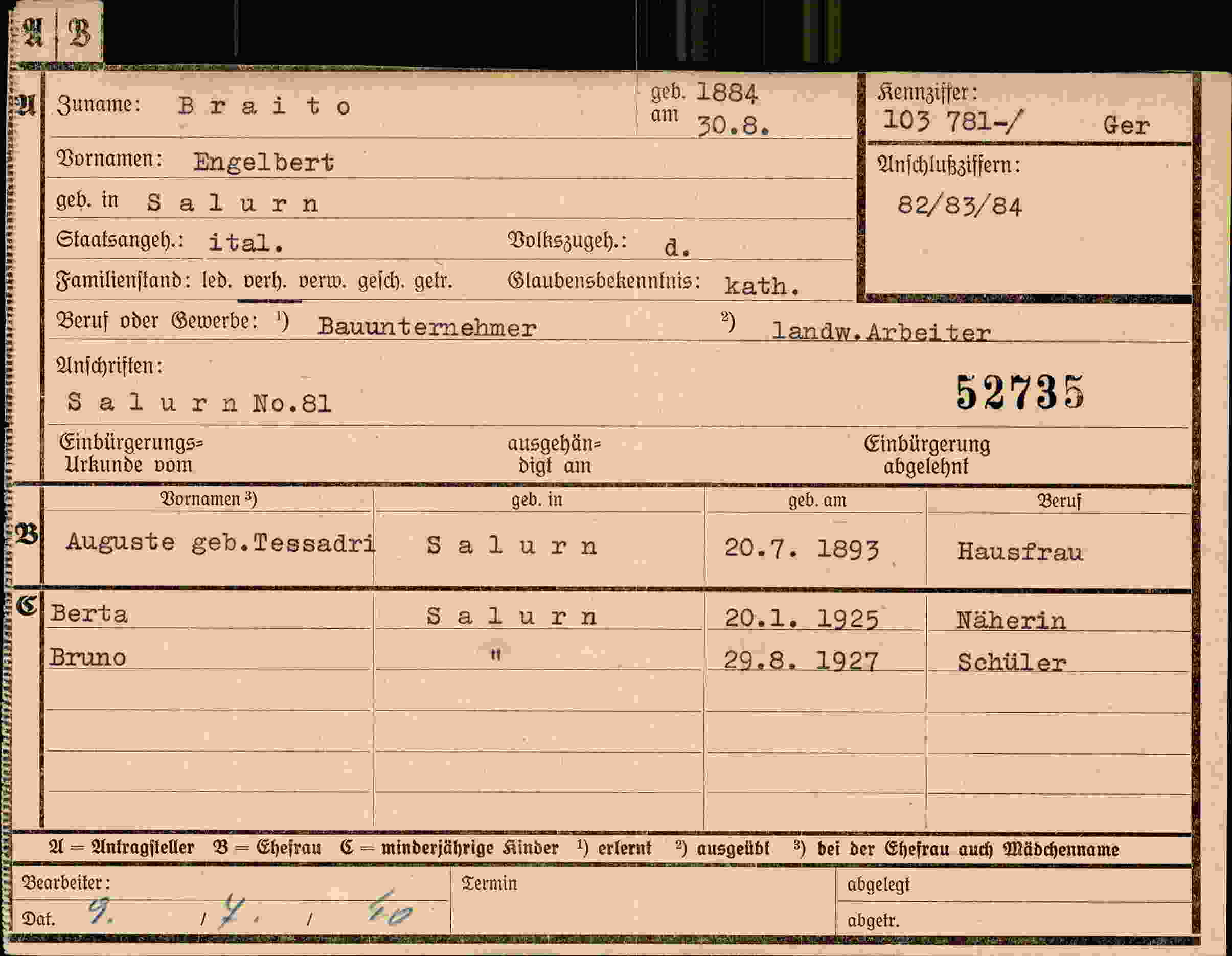 Dokument für Engelbert Braito