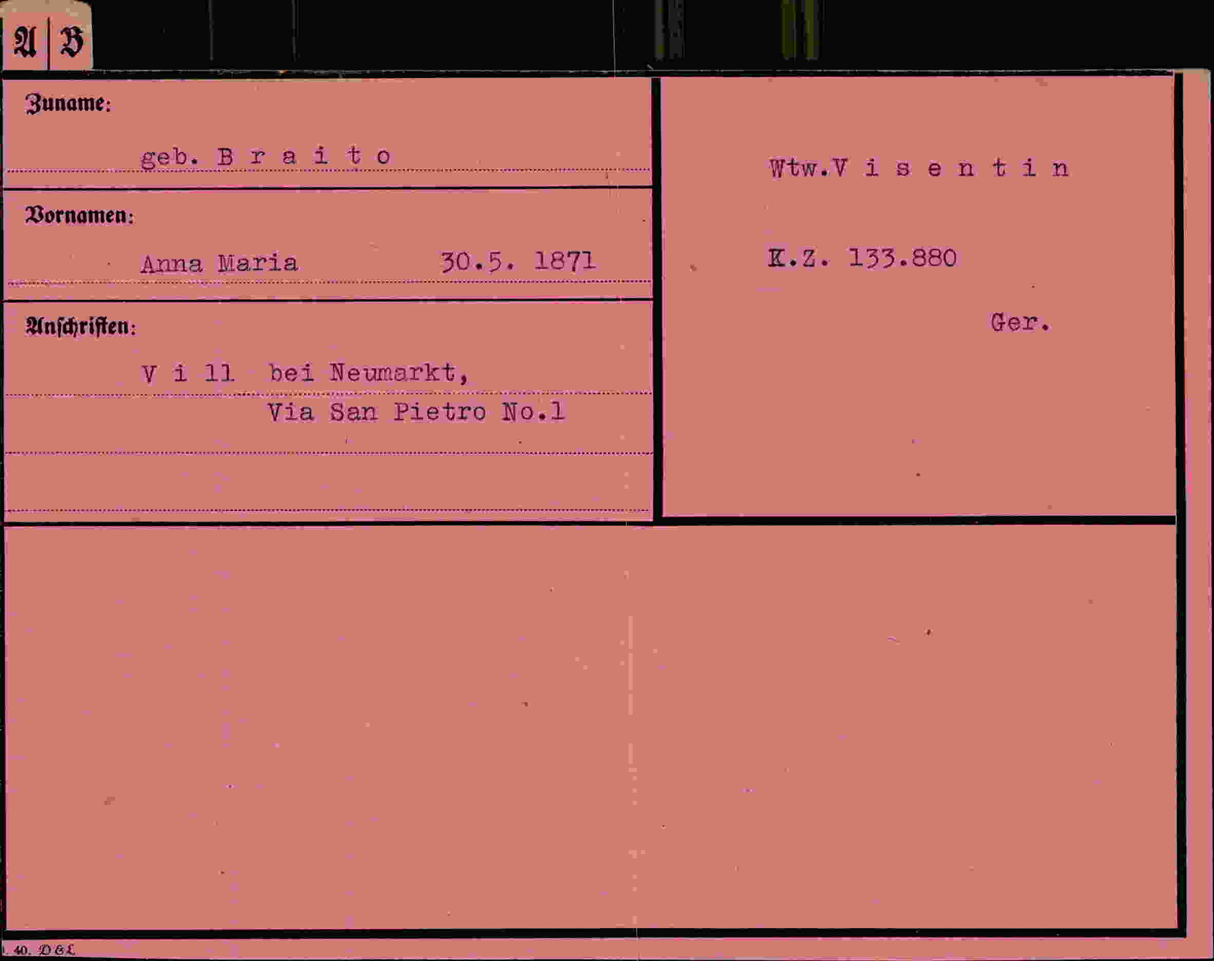 Vorderseite des Dokuments