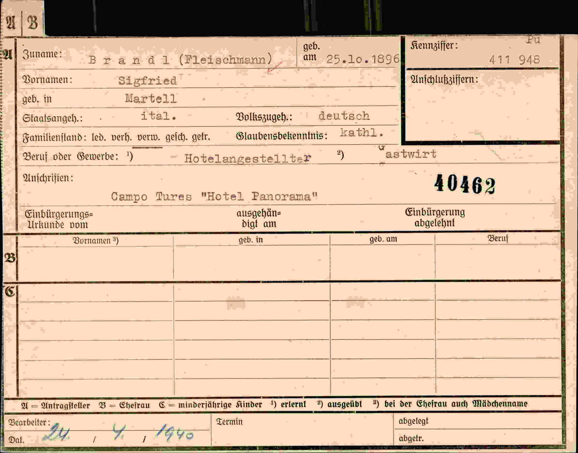 Dokument für Sigfried Brandl