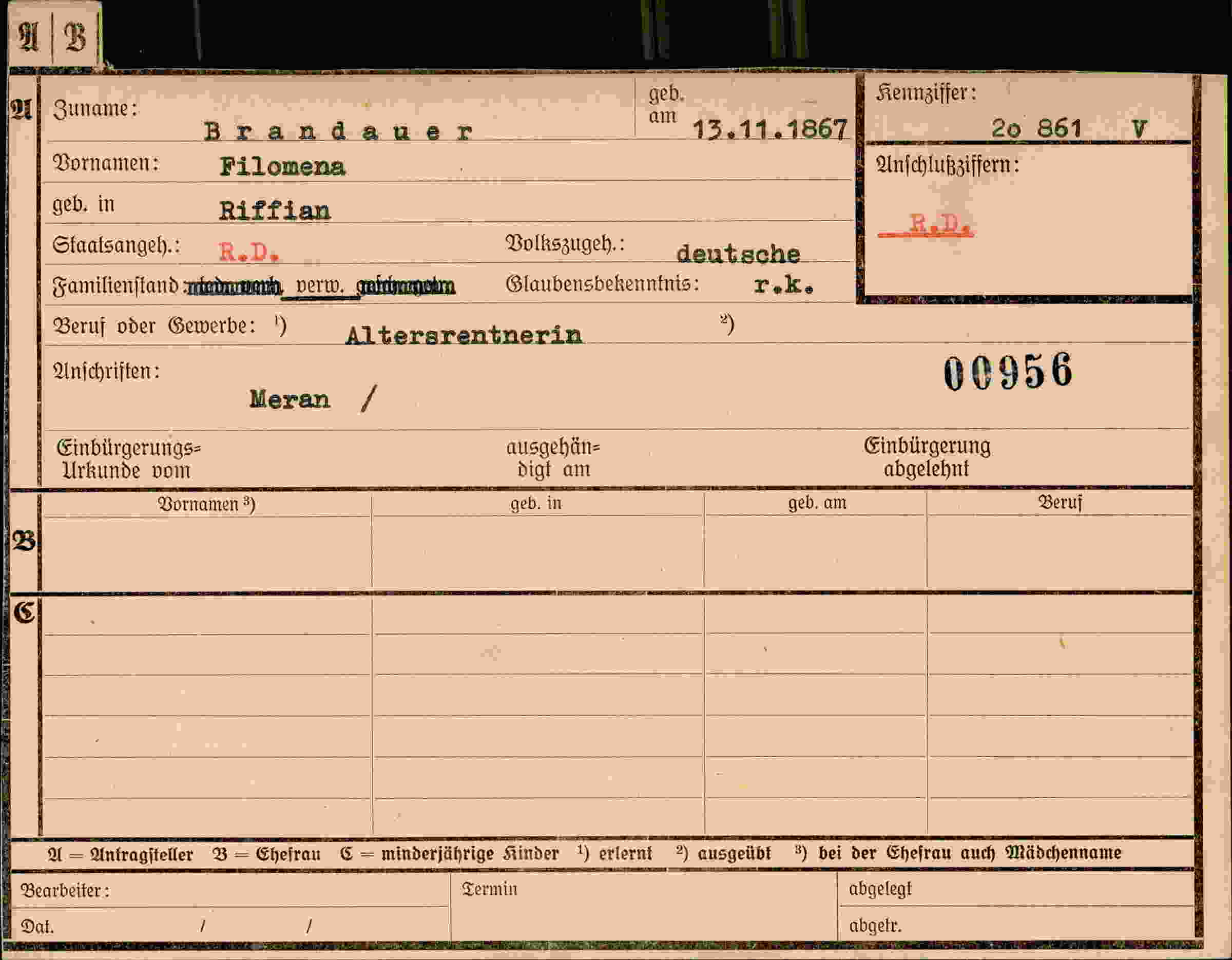 Dokument für Filomena Brandauer