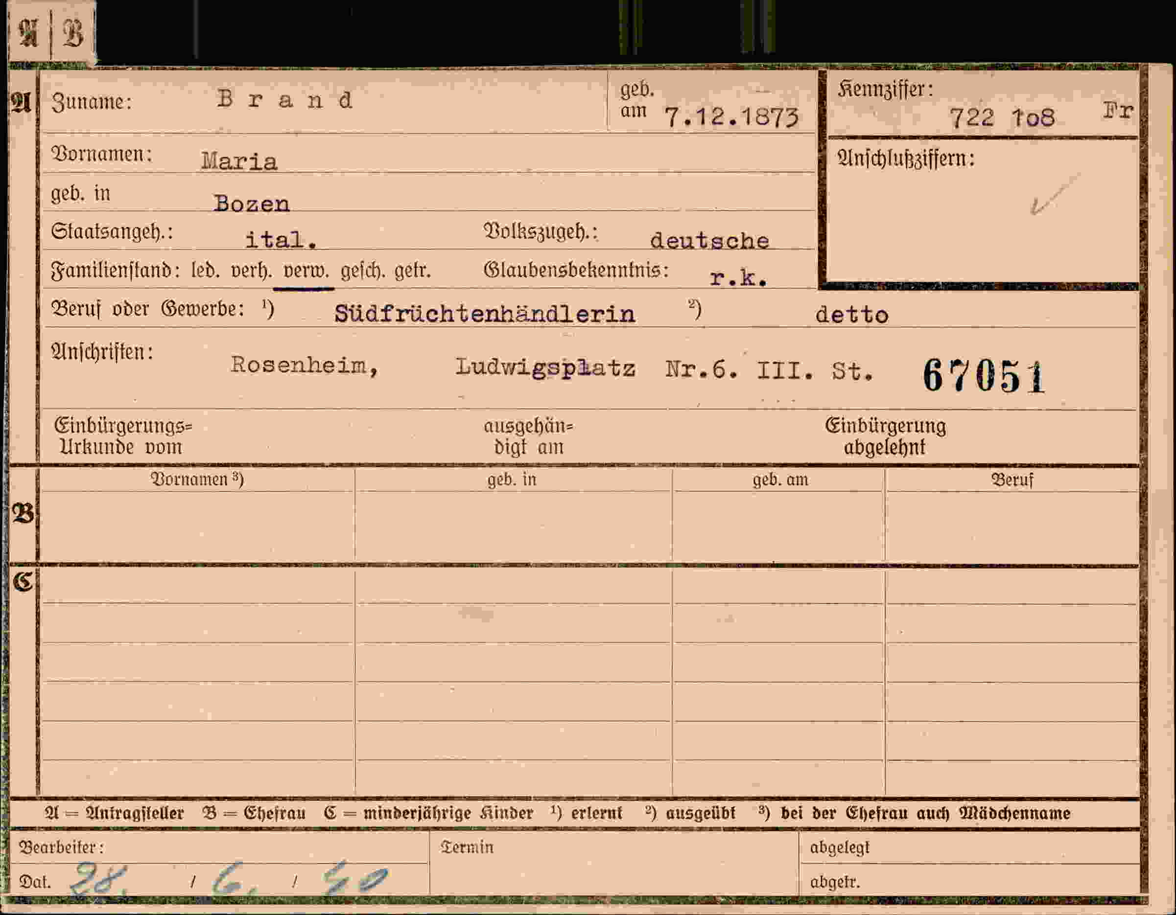 Vorderseite des Dokuments