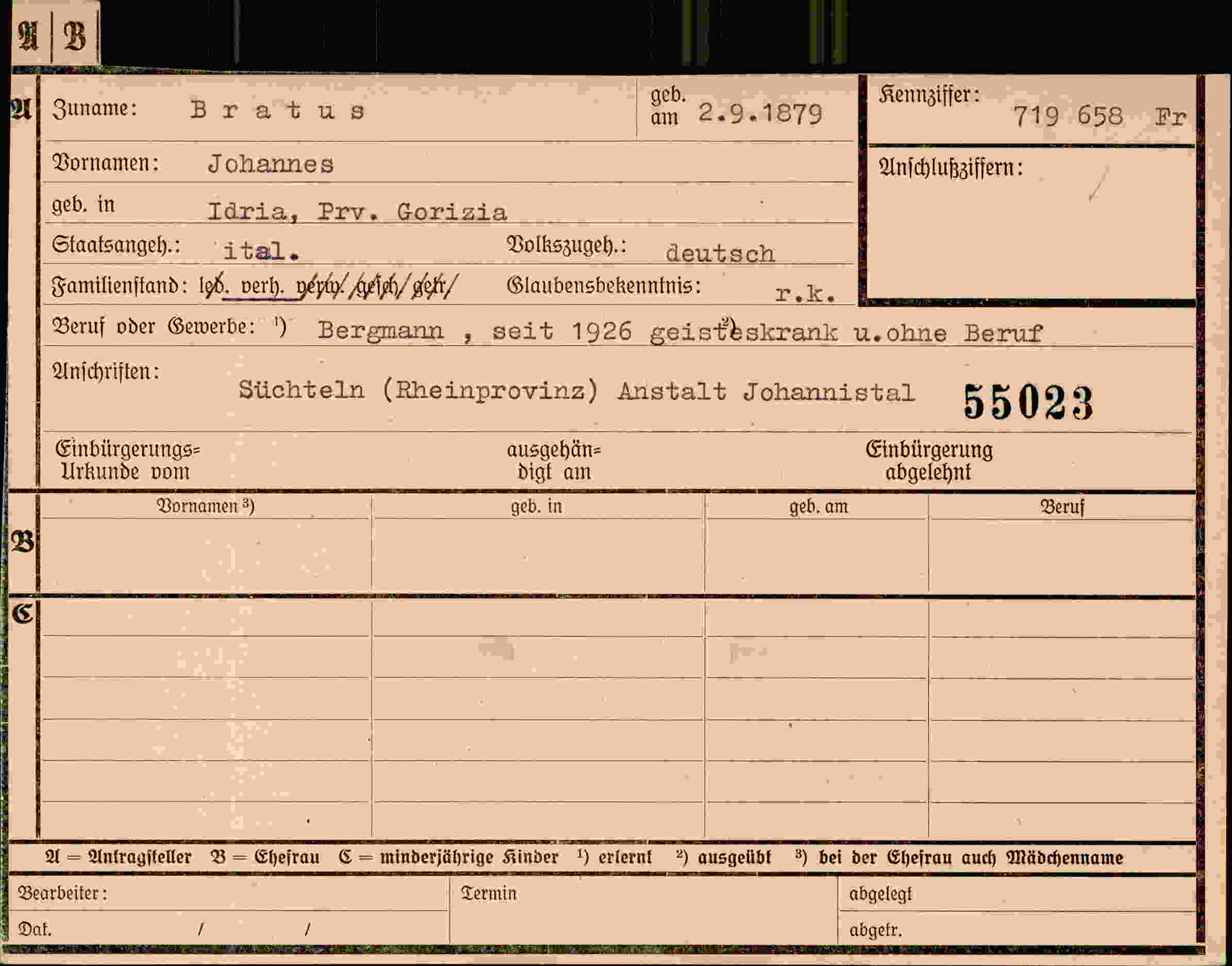 Dokument für Johannes Bratus