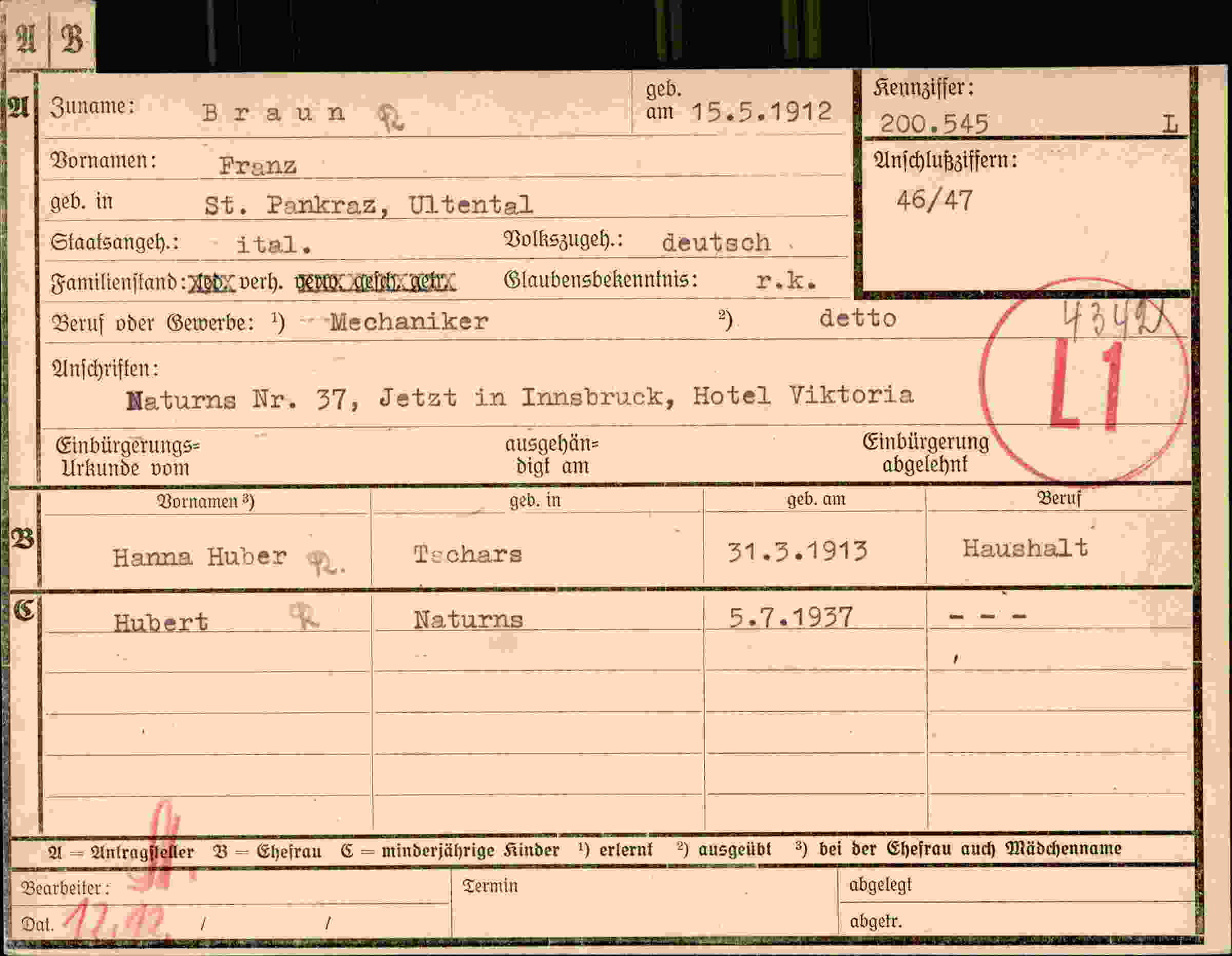 Dokument für Franz Braun