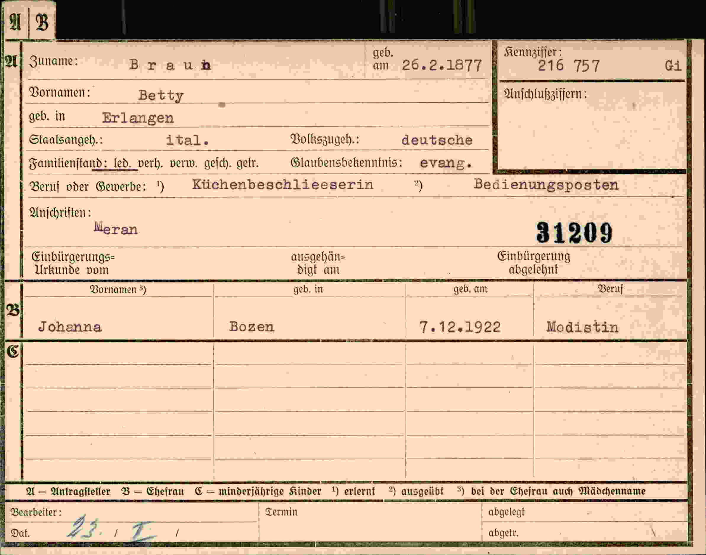 Dokument für Betty Brauh
