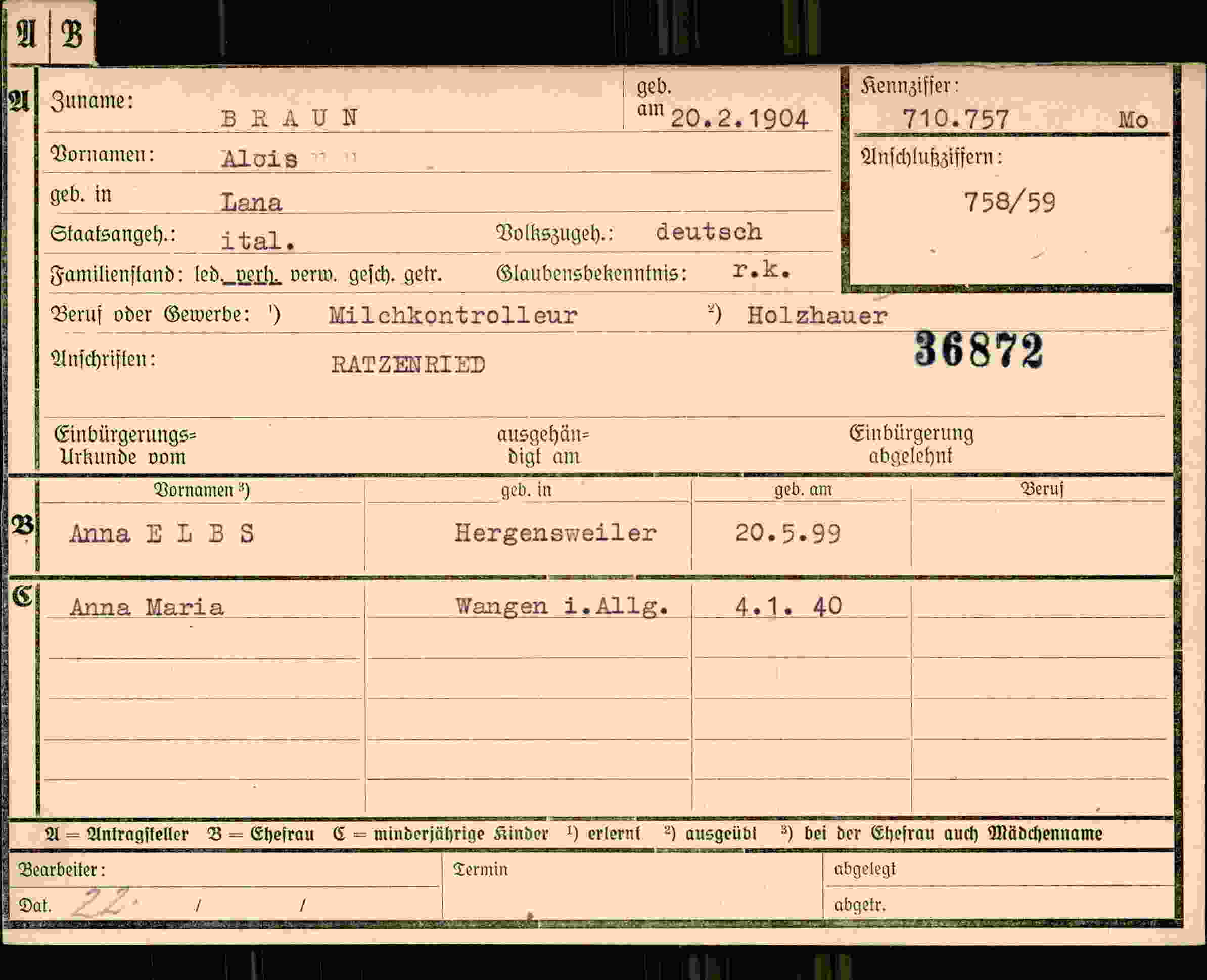 Vorderseite des Dokuments