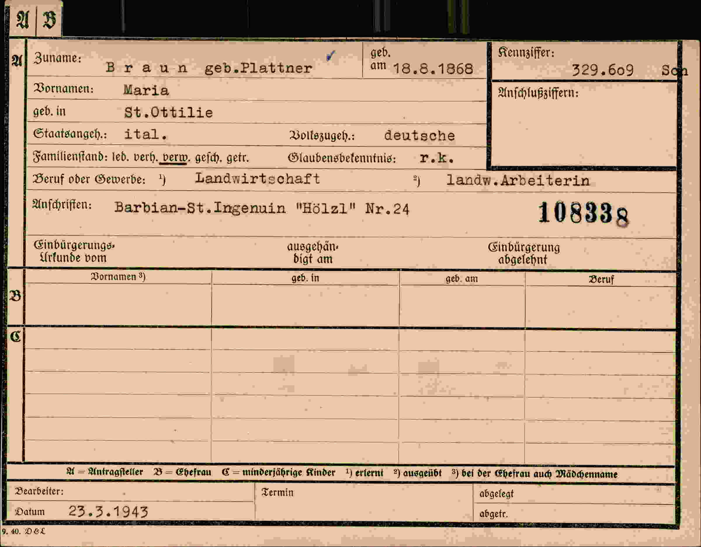 Dokument für Maria Braun
