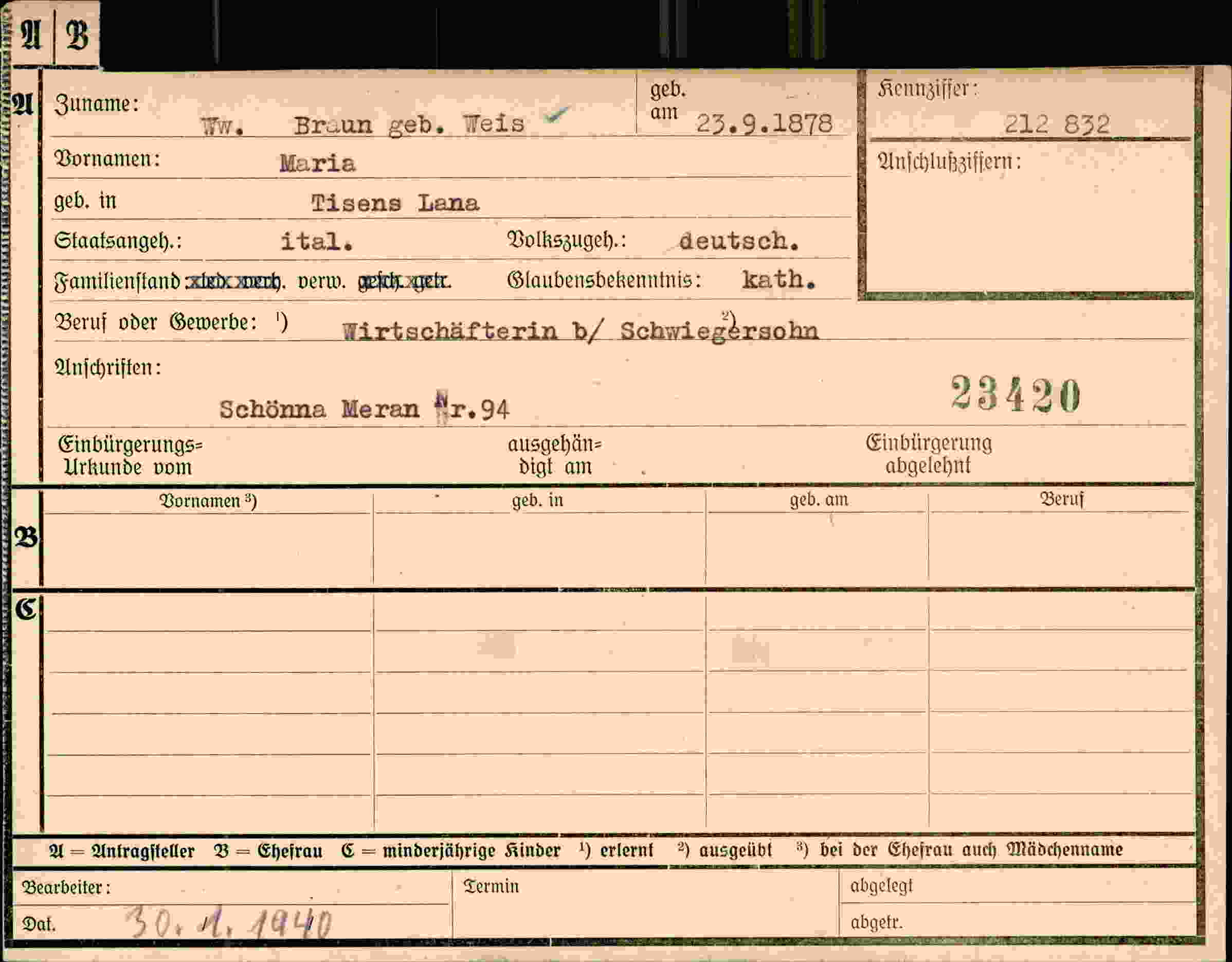 Dokument für Maria Braun