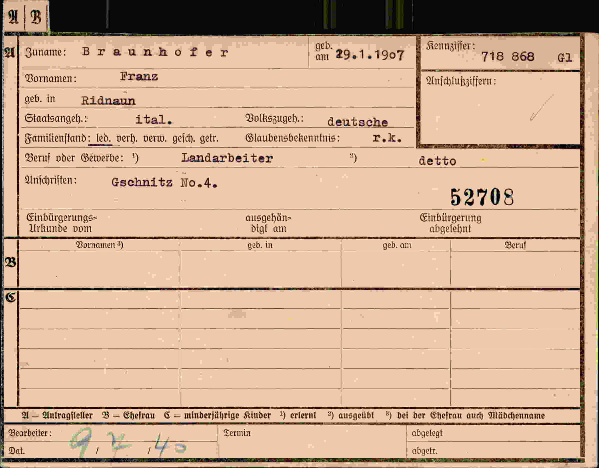 Dokument für Franz Braunhofer