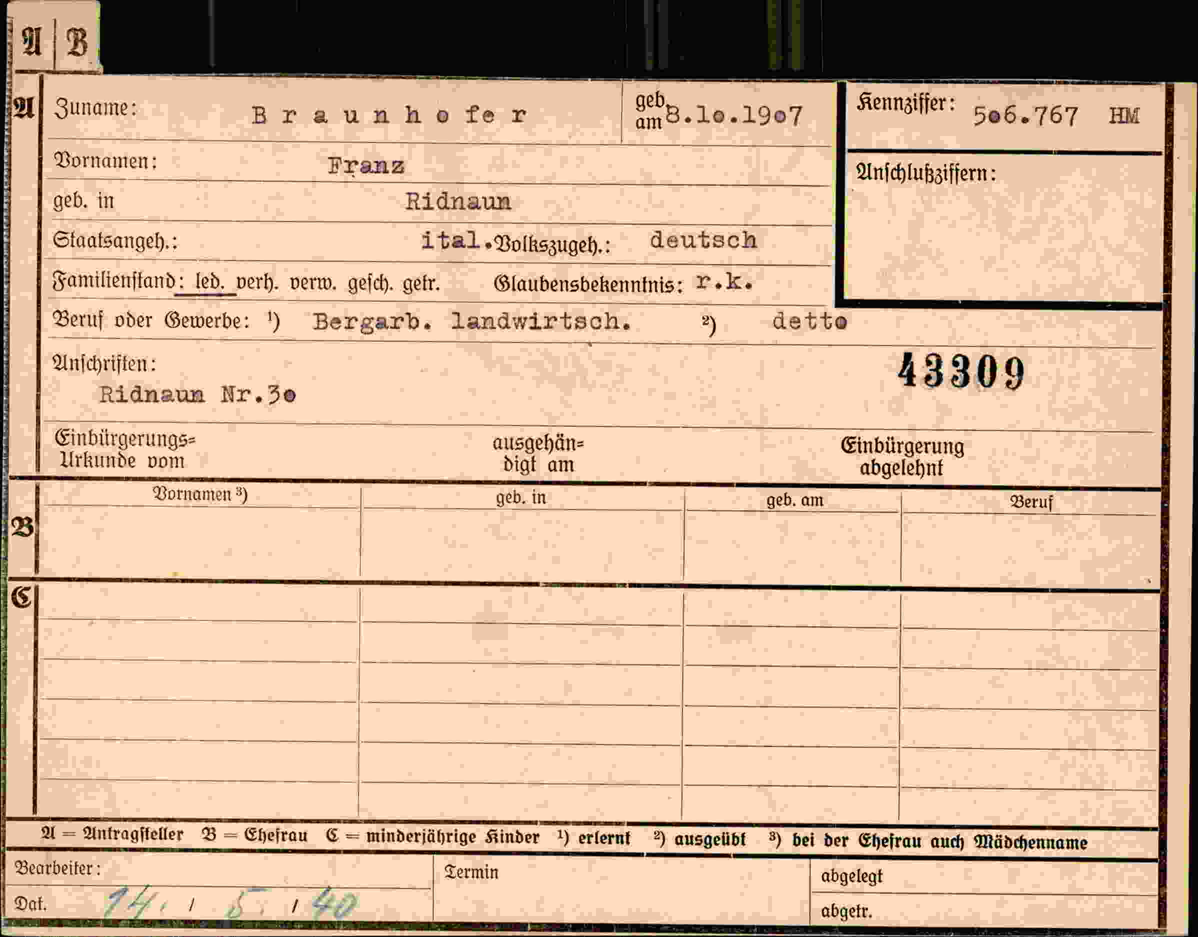 Dokument für Franz Braunhofer