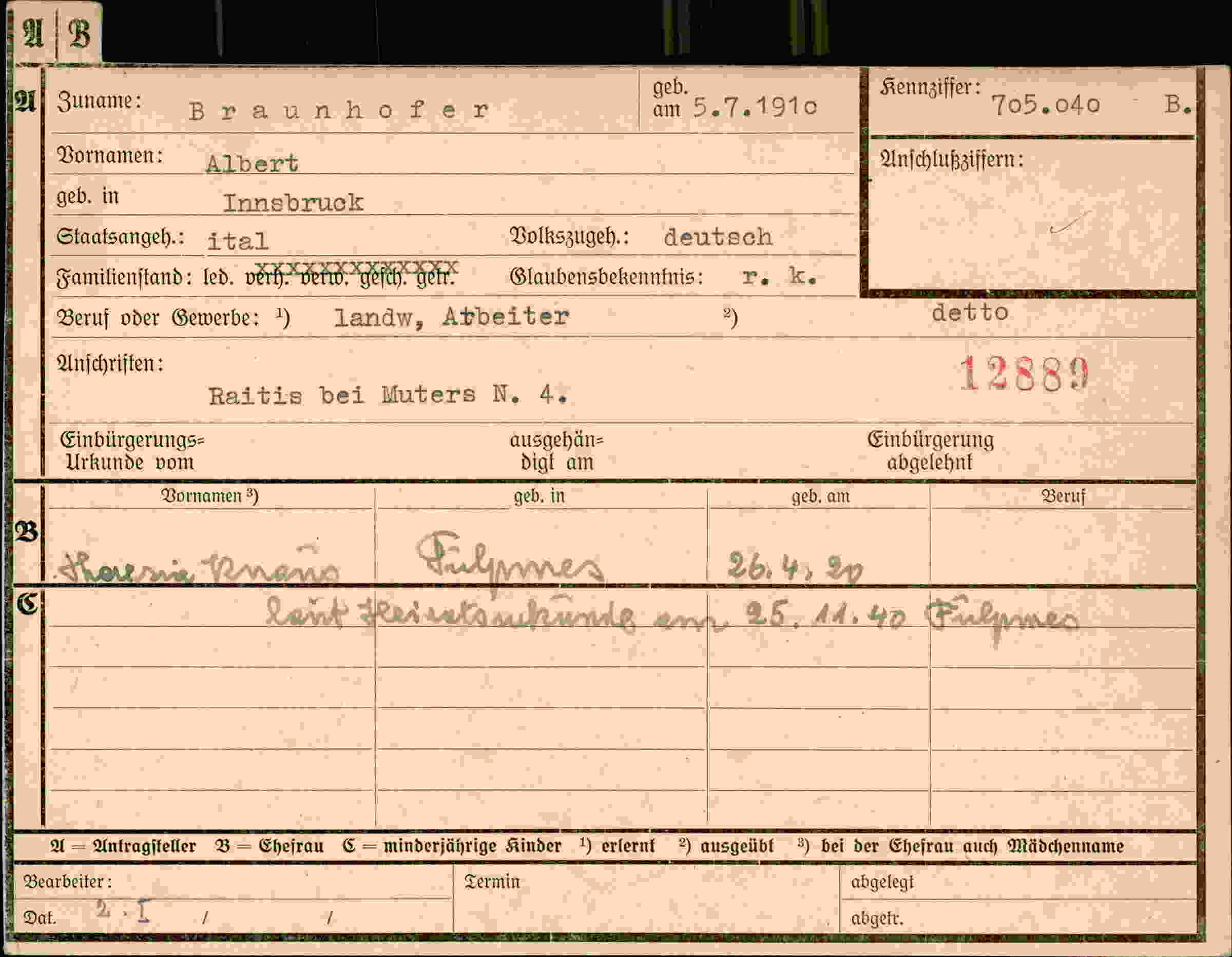 Dokument für Albert Braunhofer