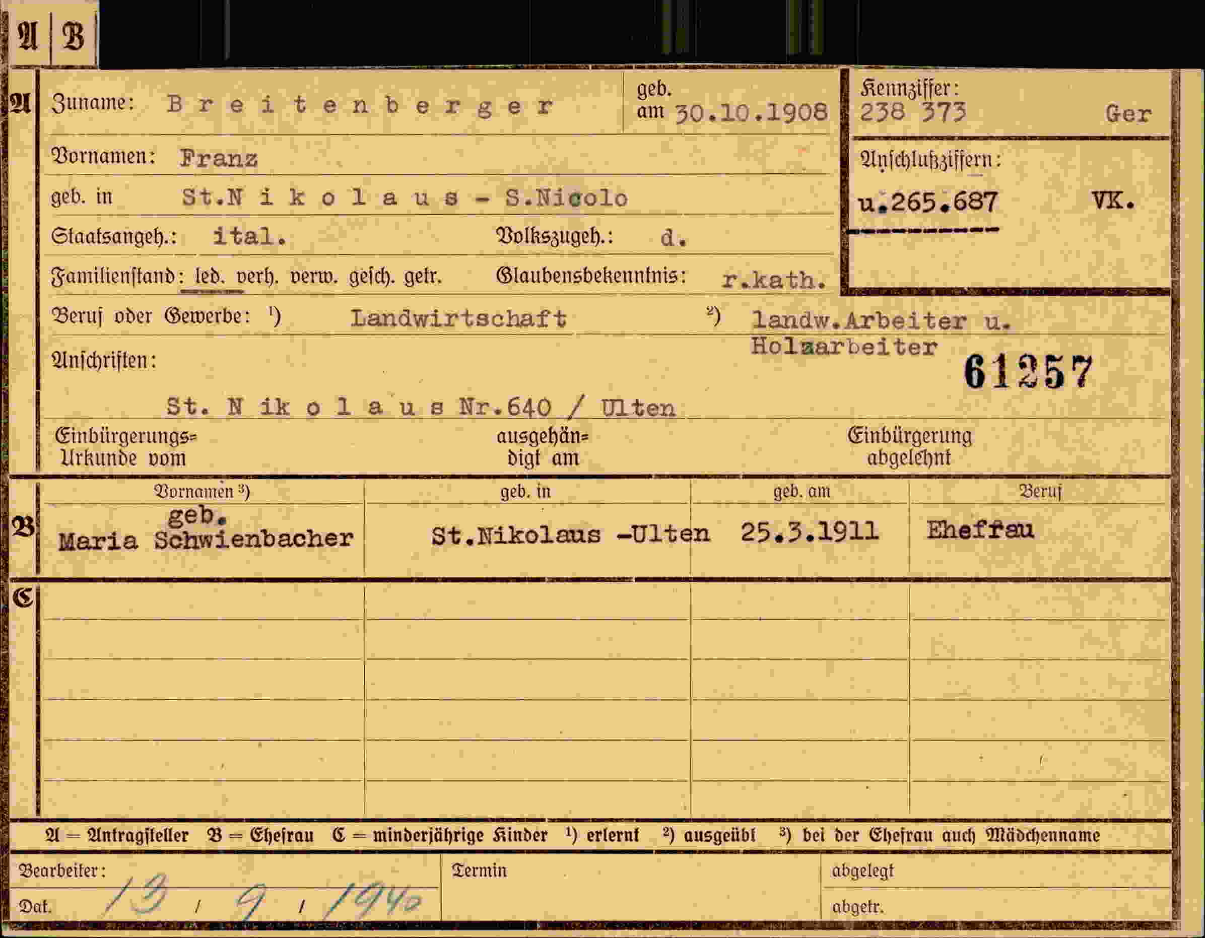 Vorderseite des Dokuments
