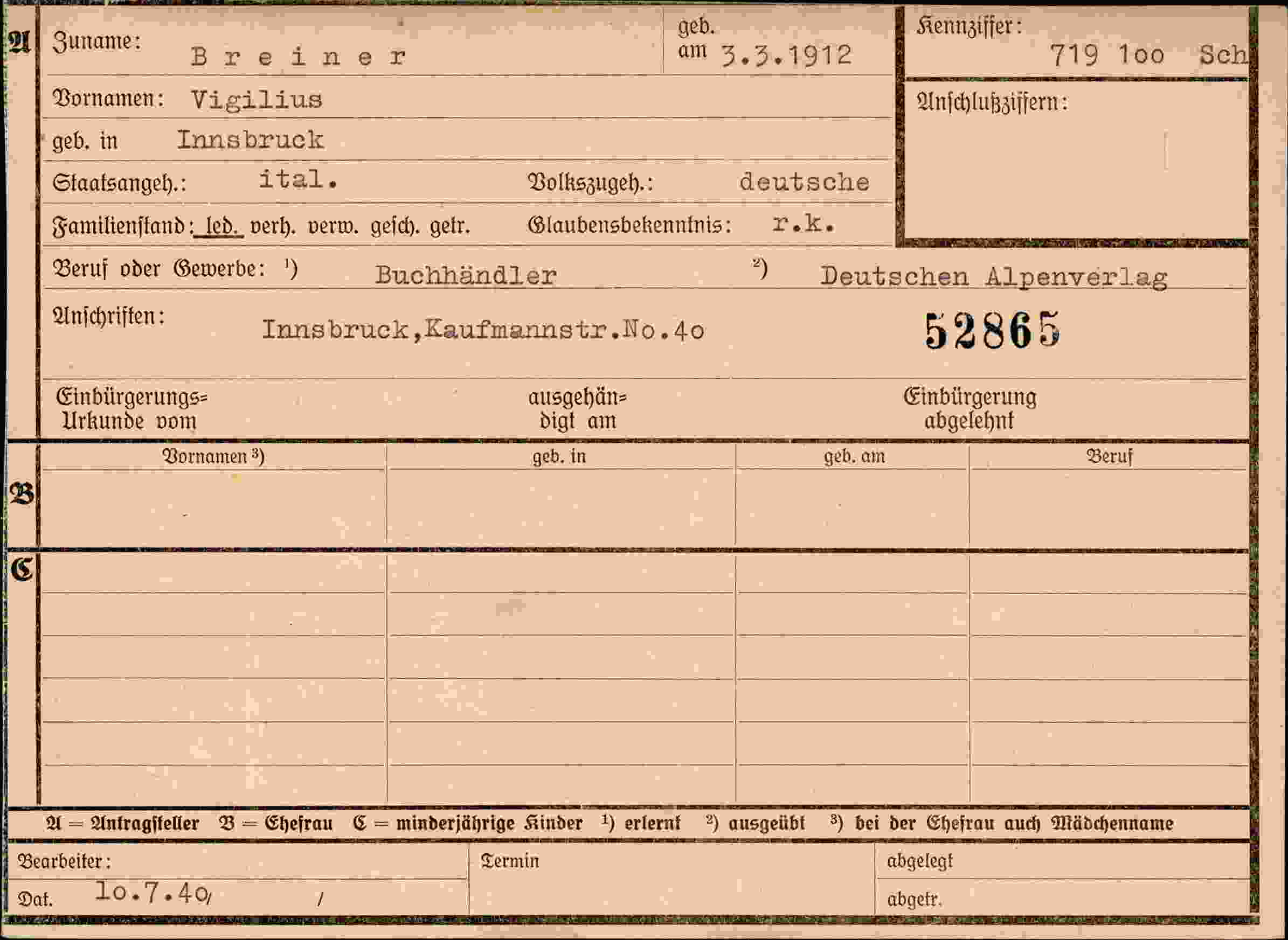 Dokument für Vigilius Breiner