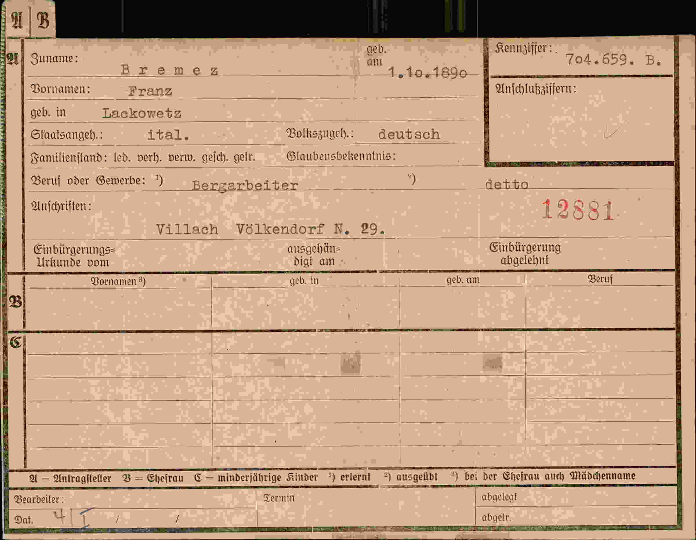 Dokument für Franz Bremez
