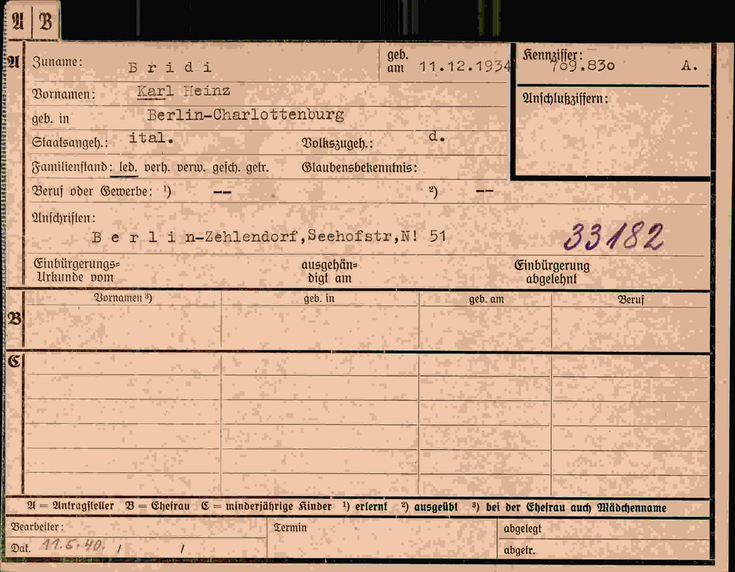 Dokument für Karl Heinz Bridi
