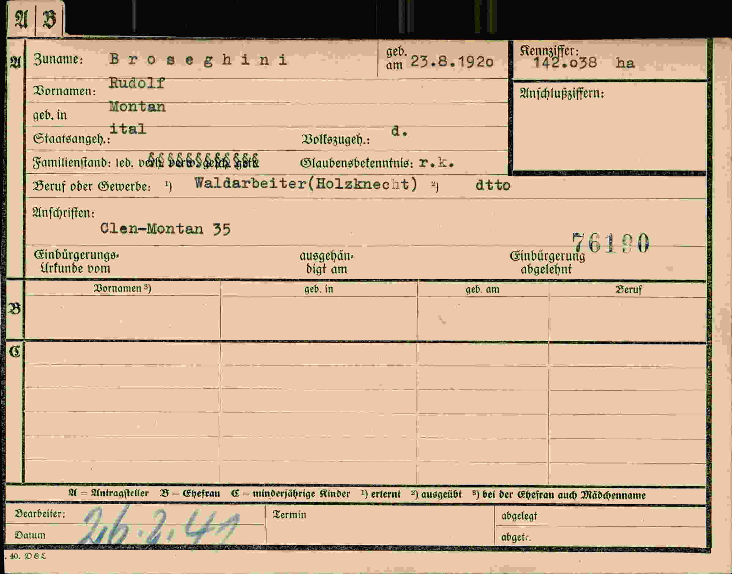 Dokument für Rudolf Broseghini