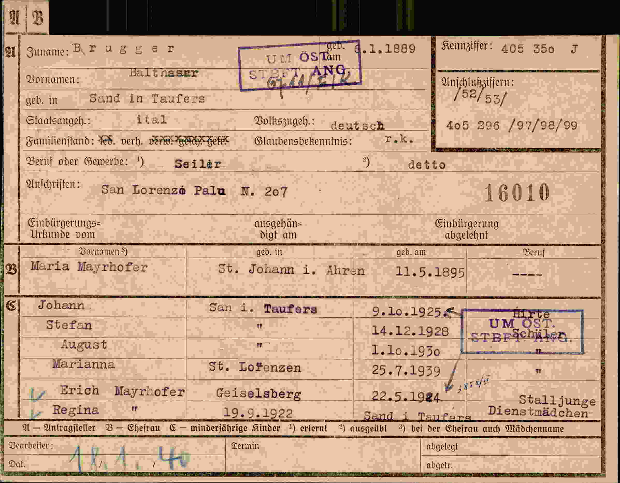 Dokument für Balthasar Brugger
