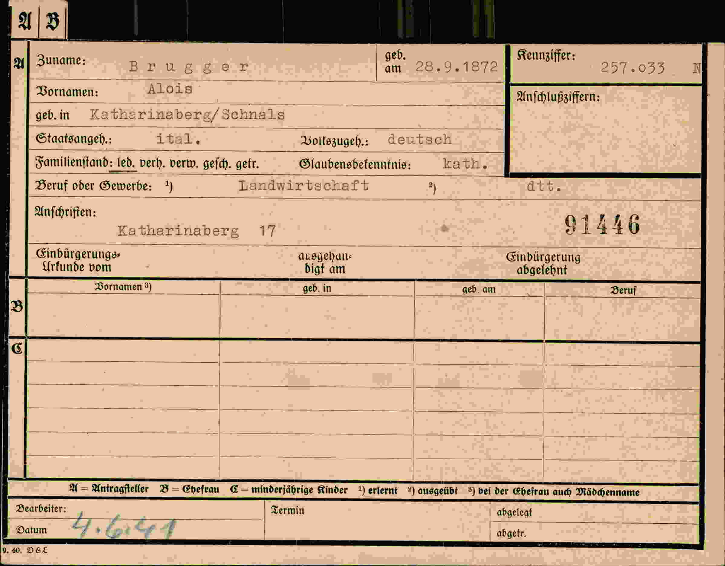 Dokument für Alois Brugger