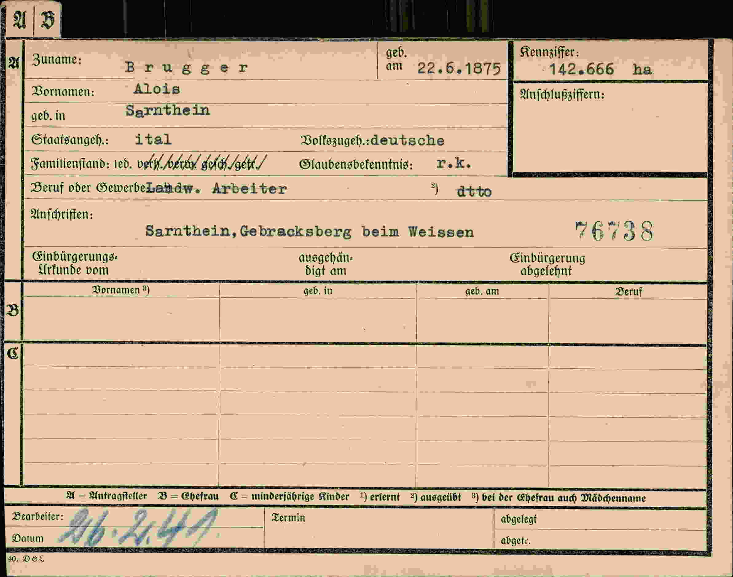Dokument für Alois Brugger