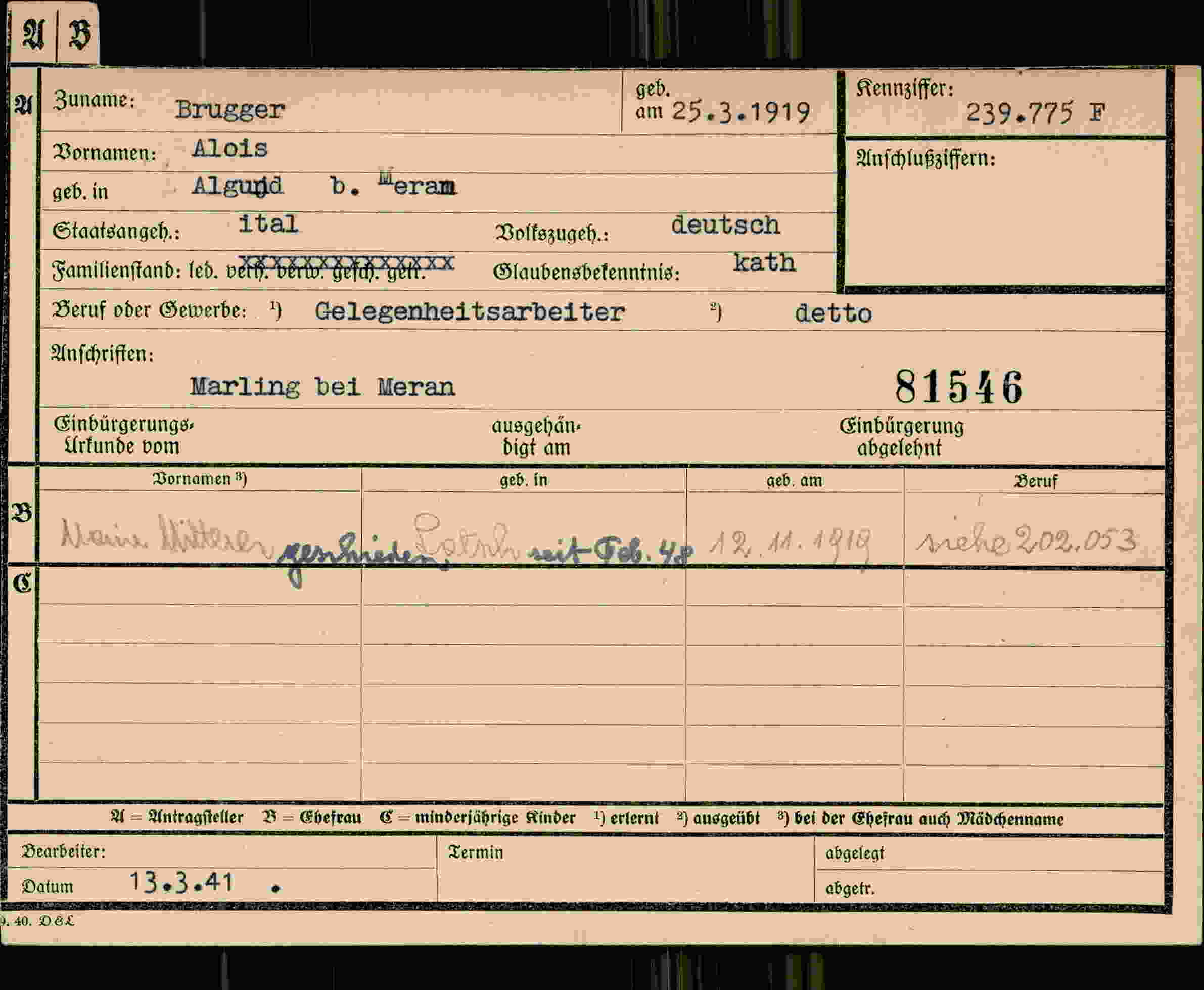 Vorderseite des Dokuments