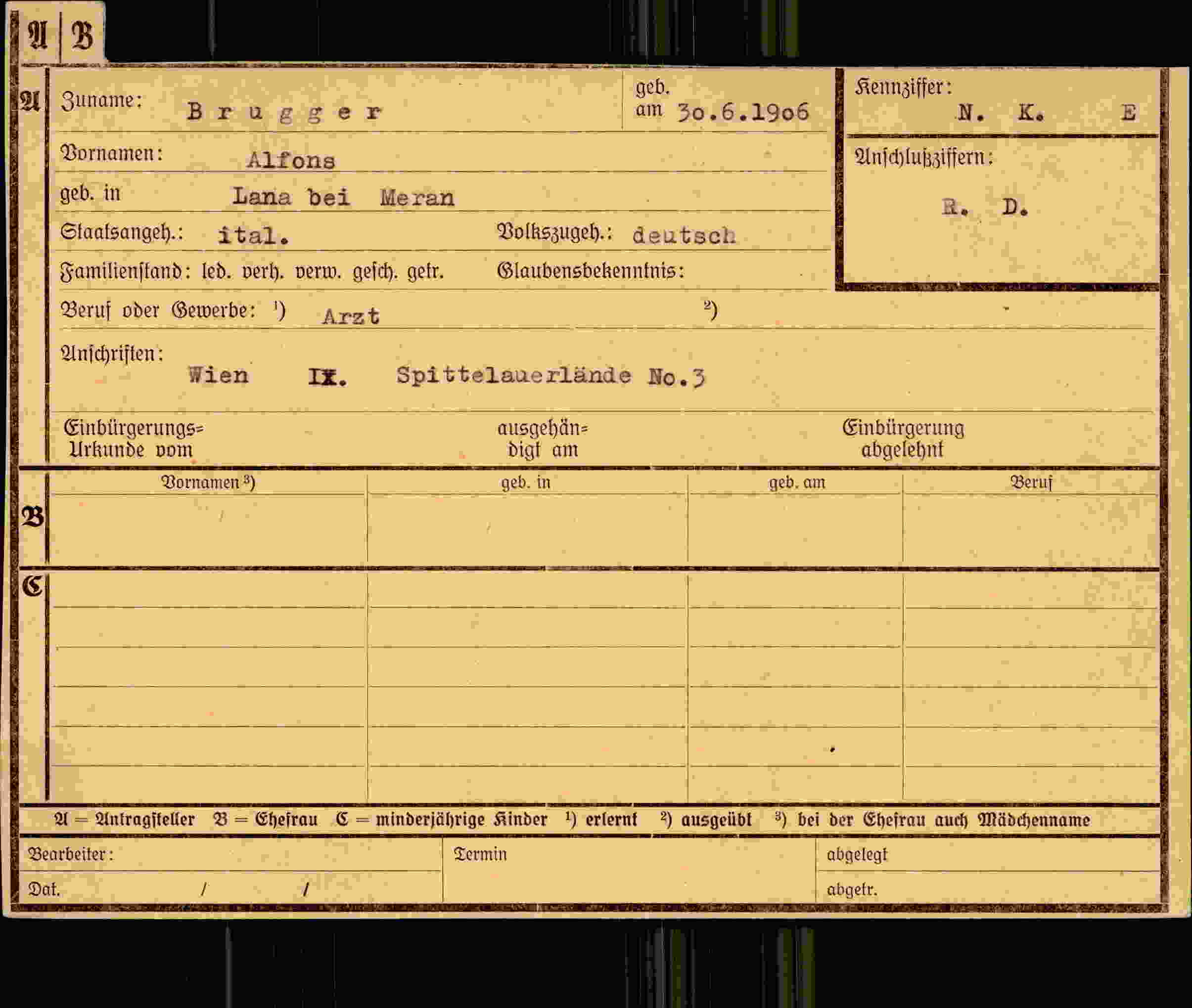 Dokument für Alfons Brugger
