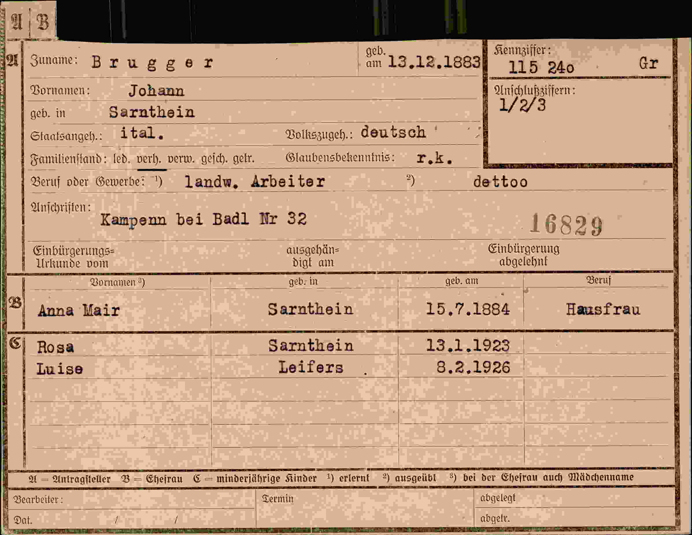 Vorderseite des Dokuments