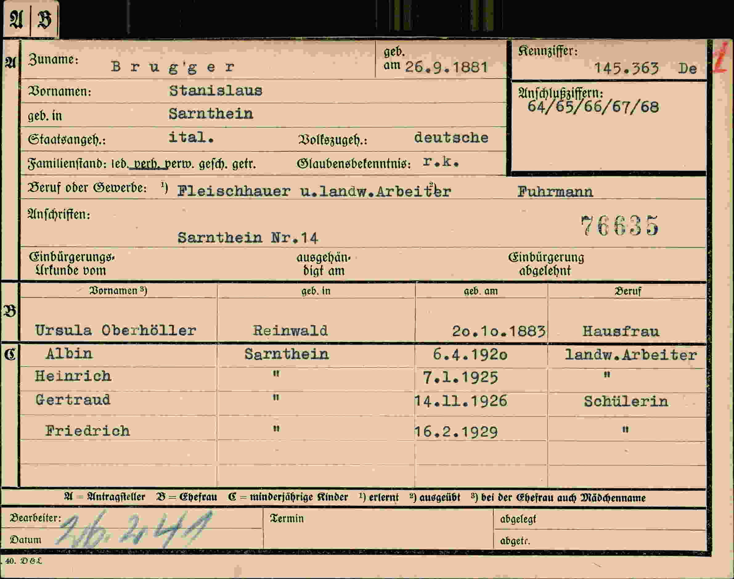 Vorderseite des Dokuments