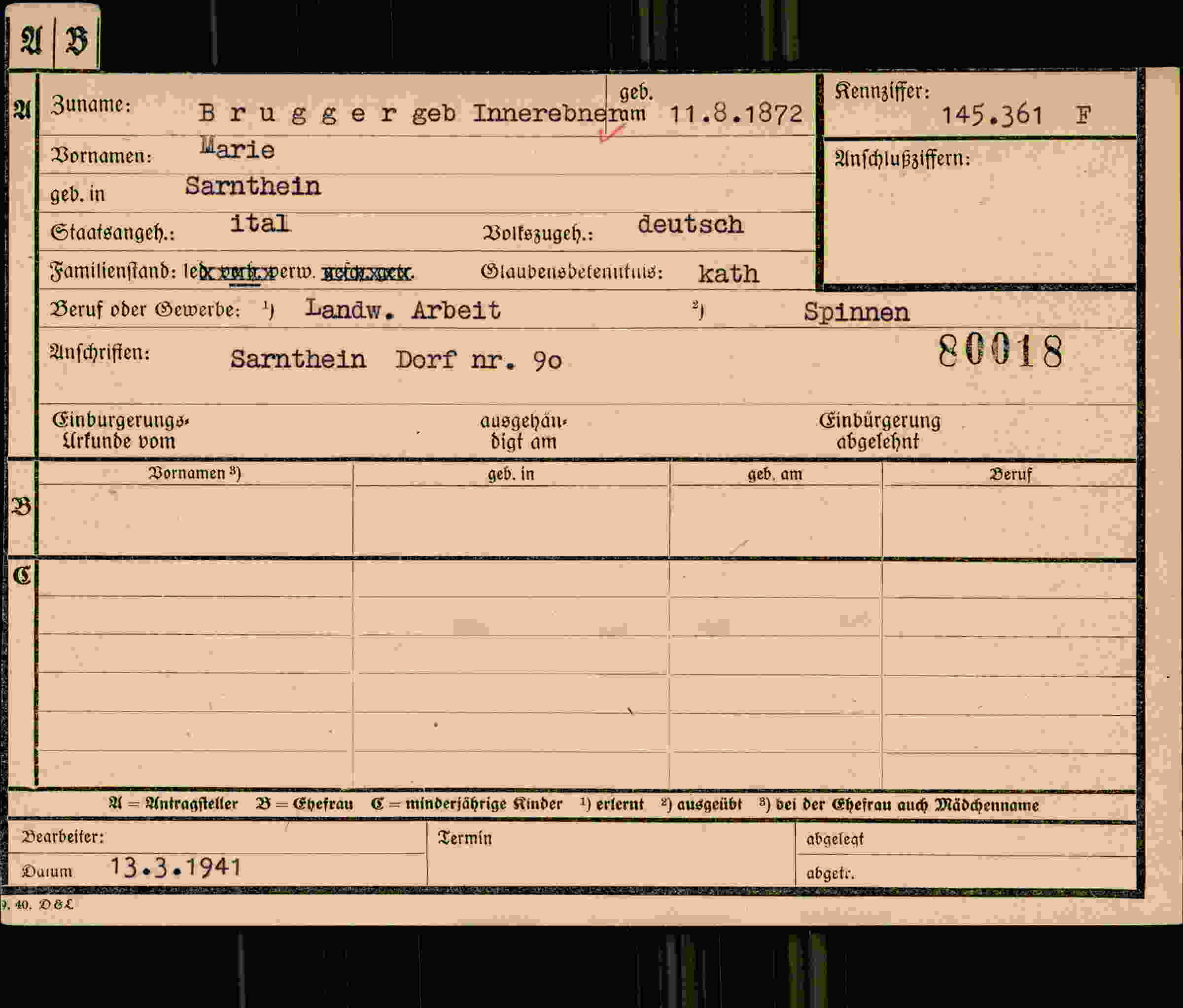 Dokument für Marie Bruggergeb Innerebnerum