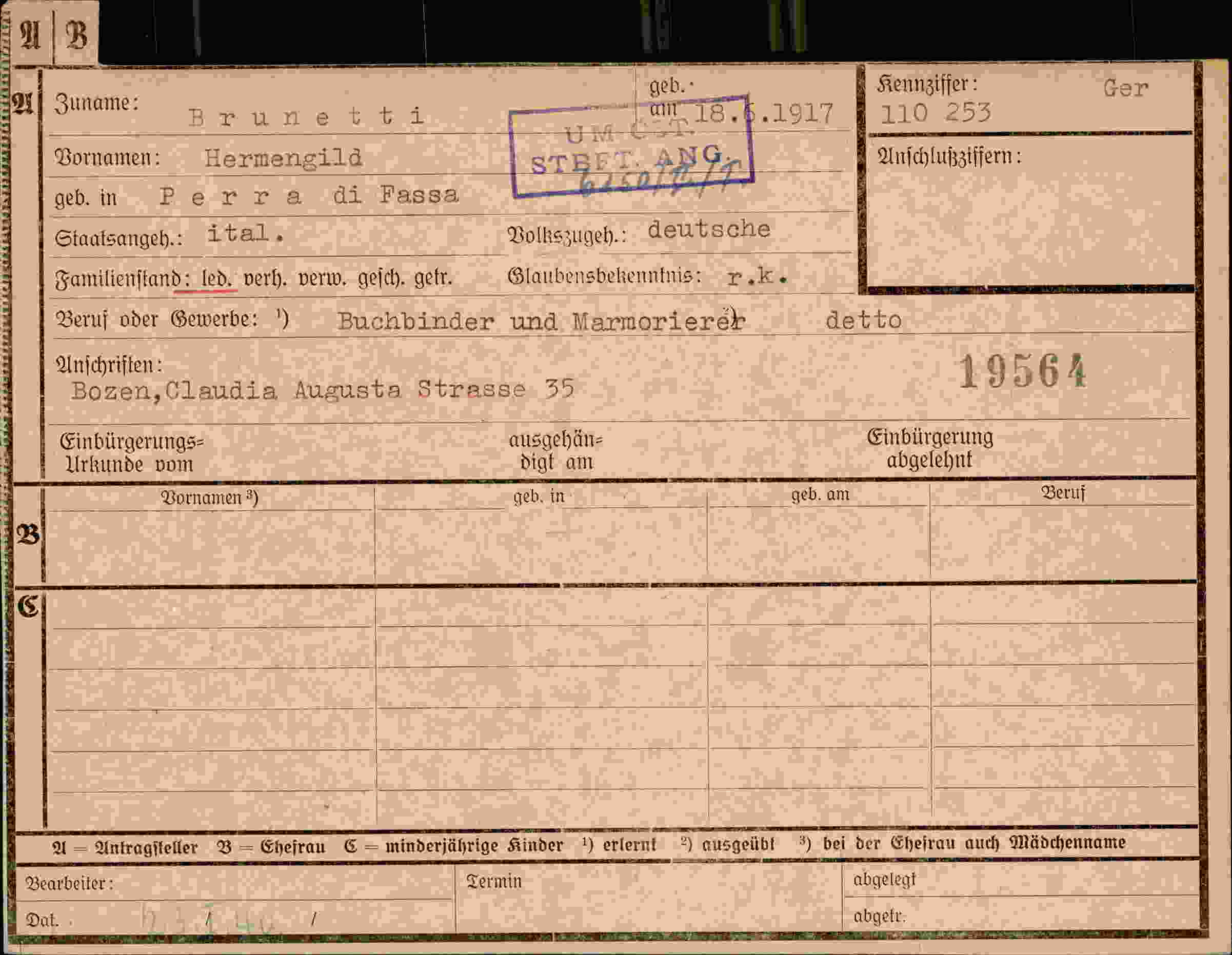 Dokument für Hermengild Brunetti