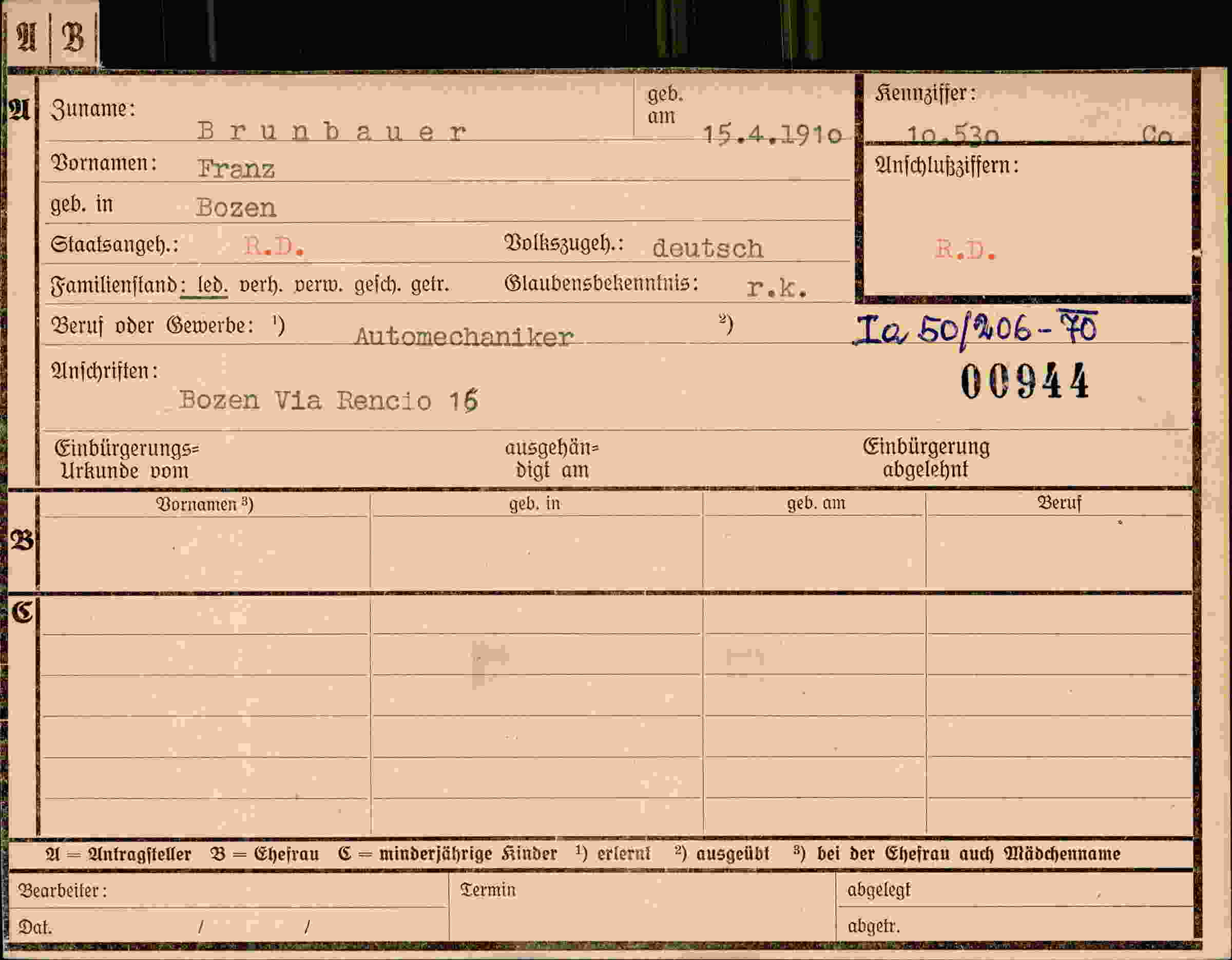 Dokument für Franz Brunbauer