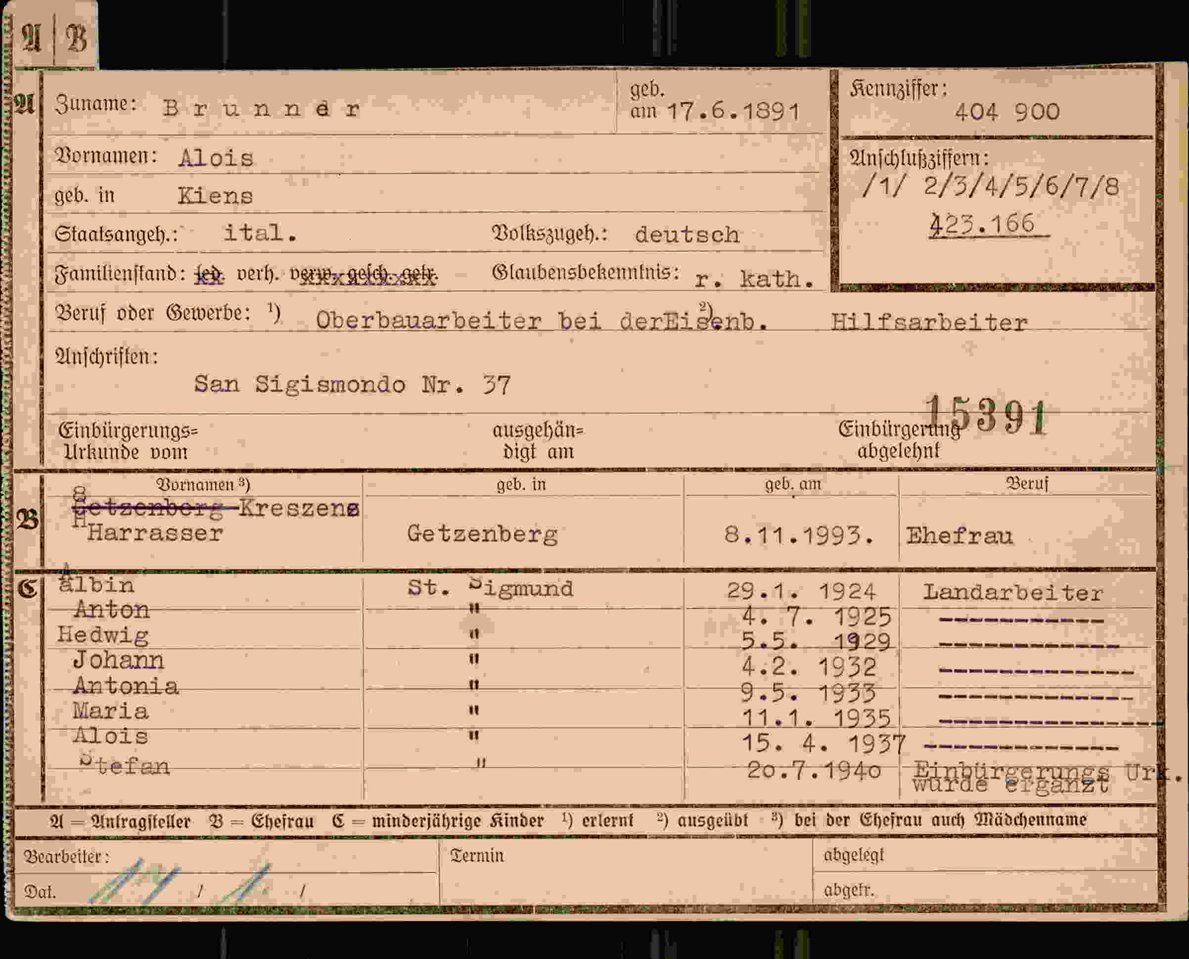 Dokument für Alois Brunner