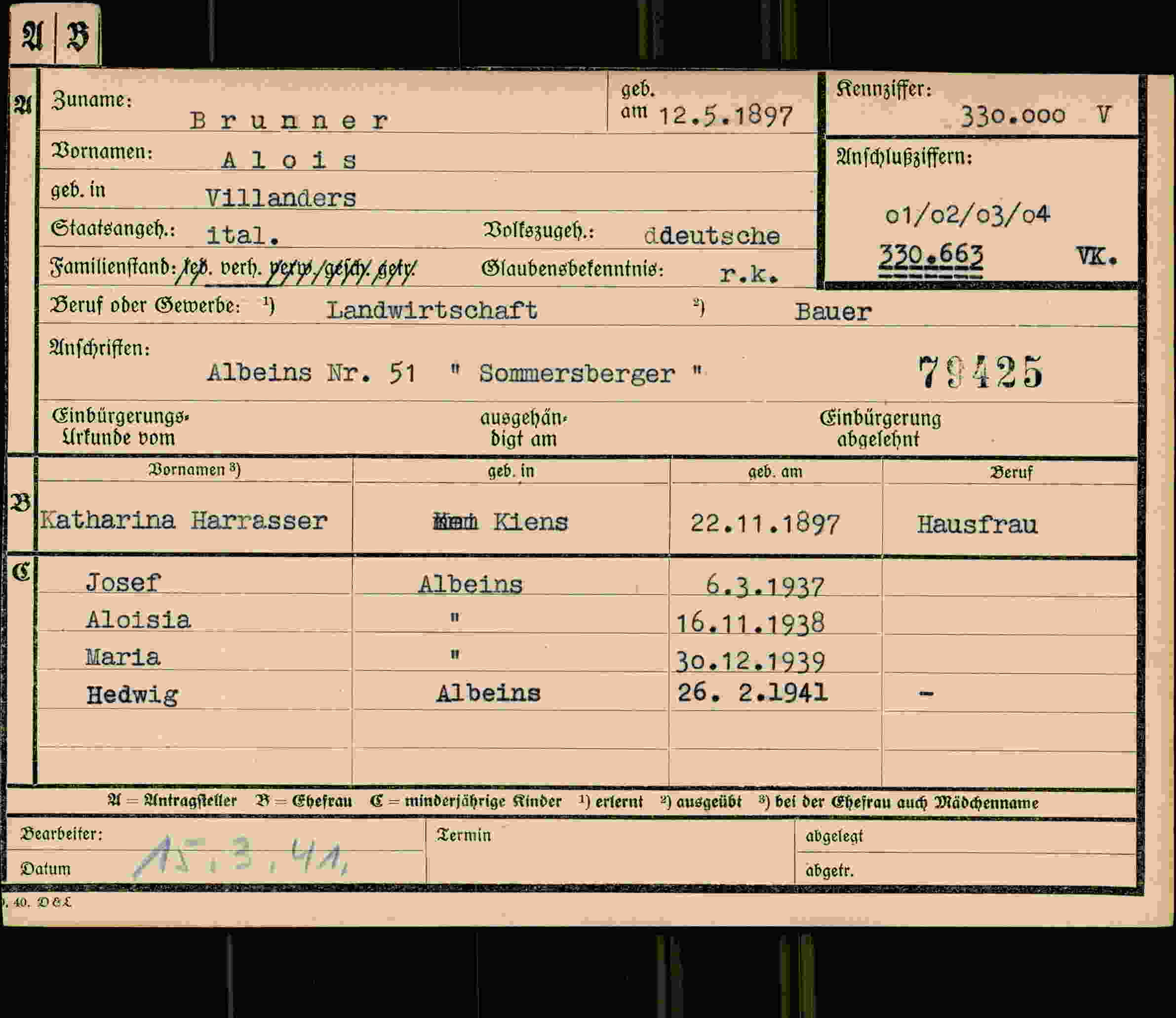 Dokument für Alois Brunner