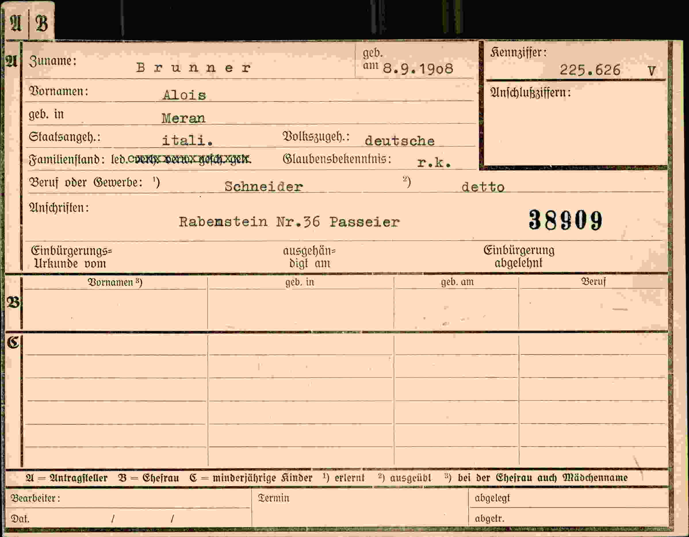 Dokument für Alois Brunner