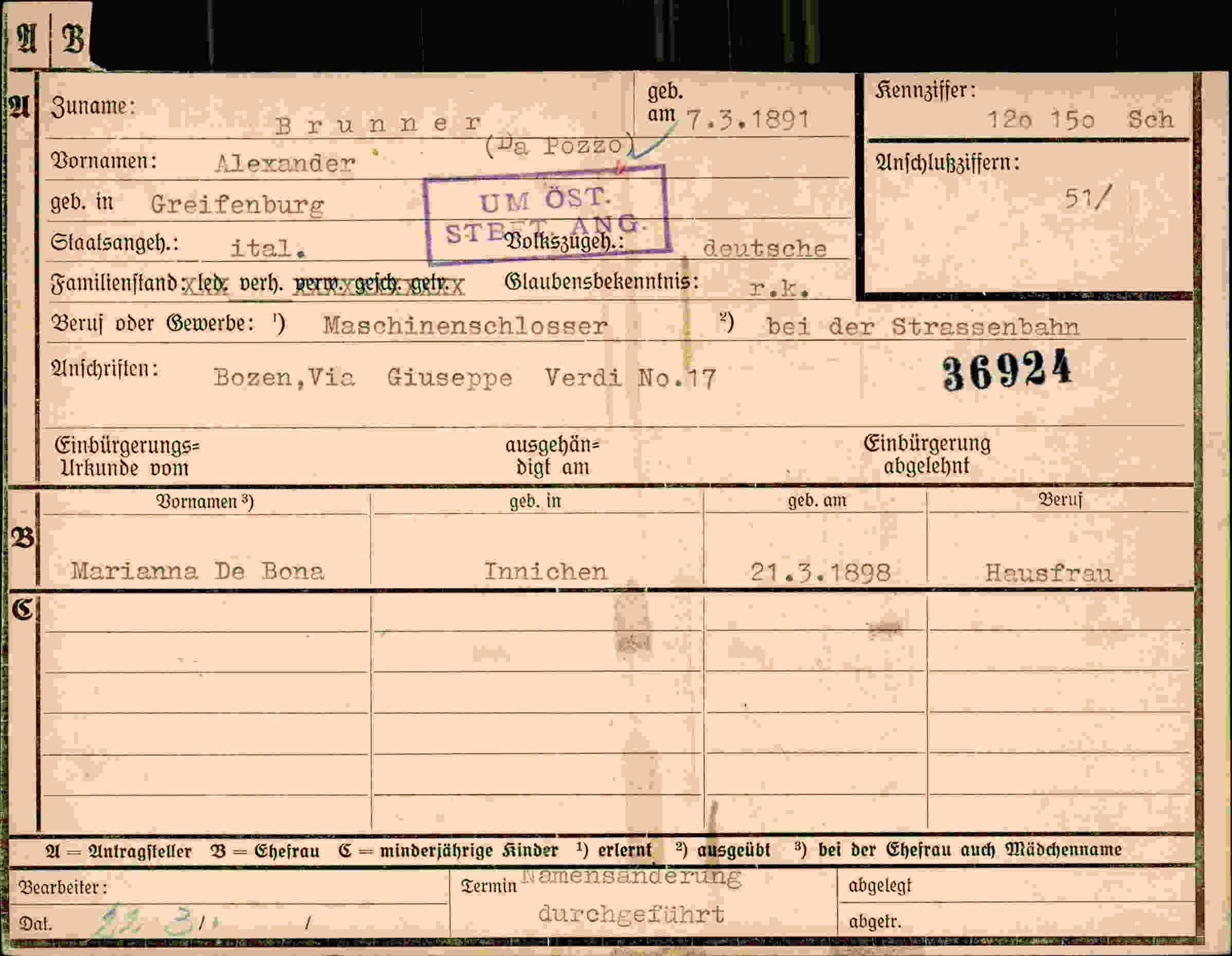 Dokument für Alexander Brunner