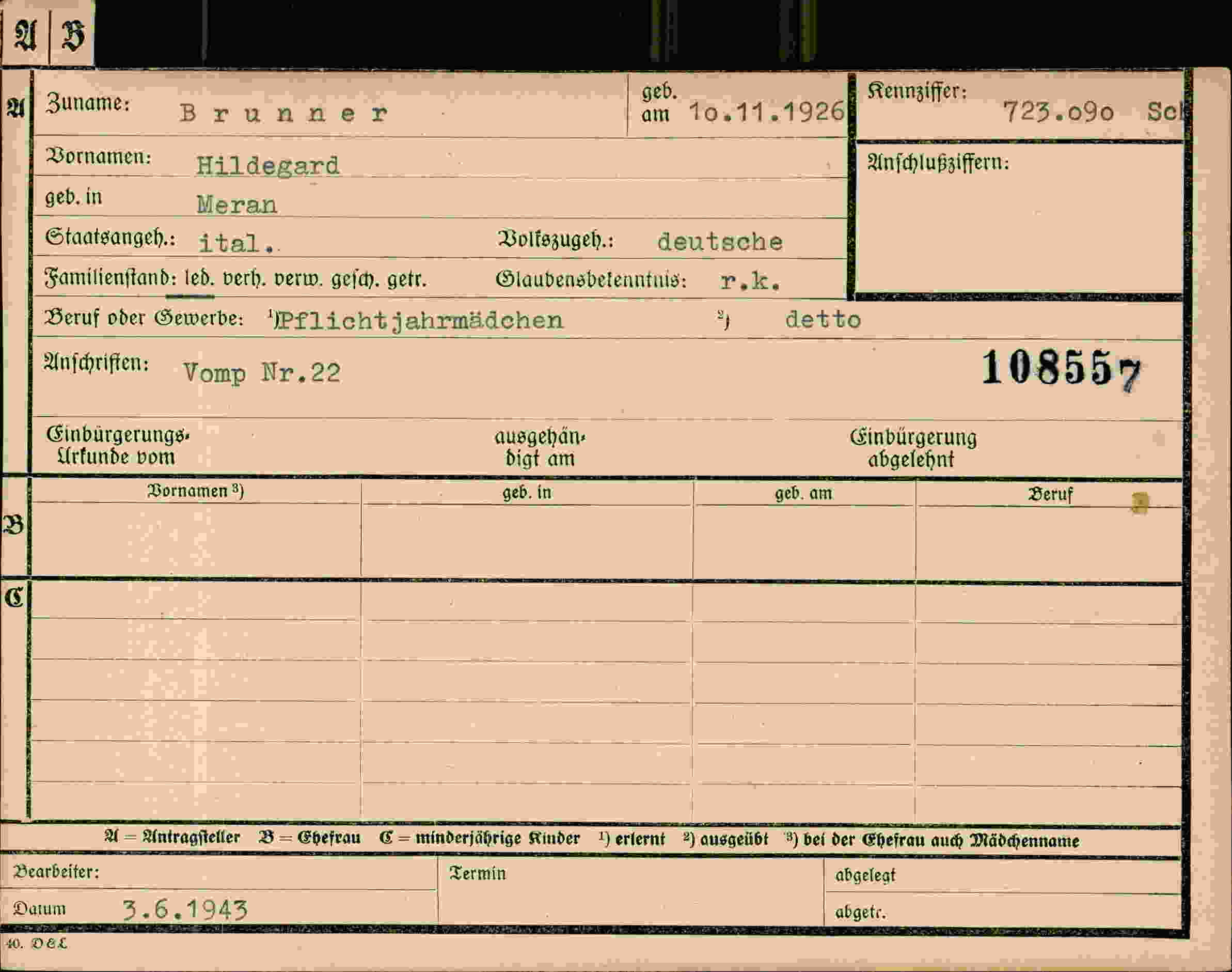 Dokument für Hildegard Brunner