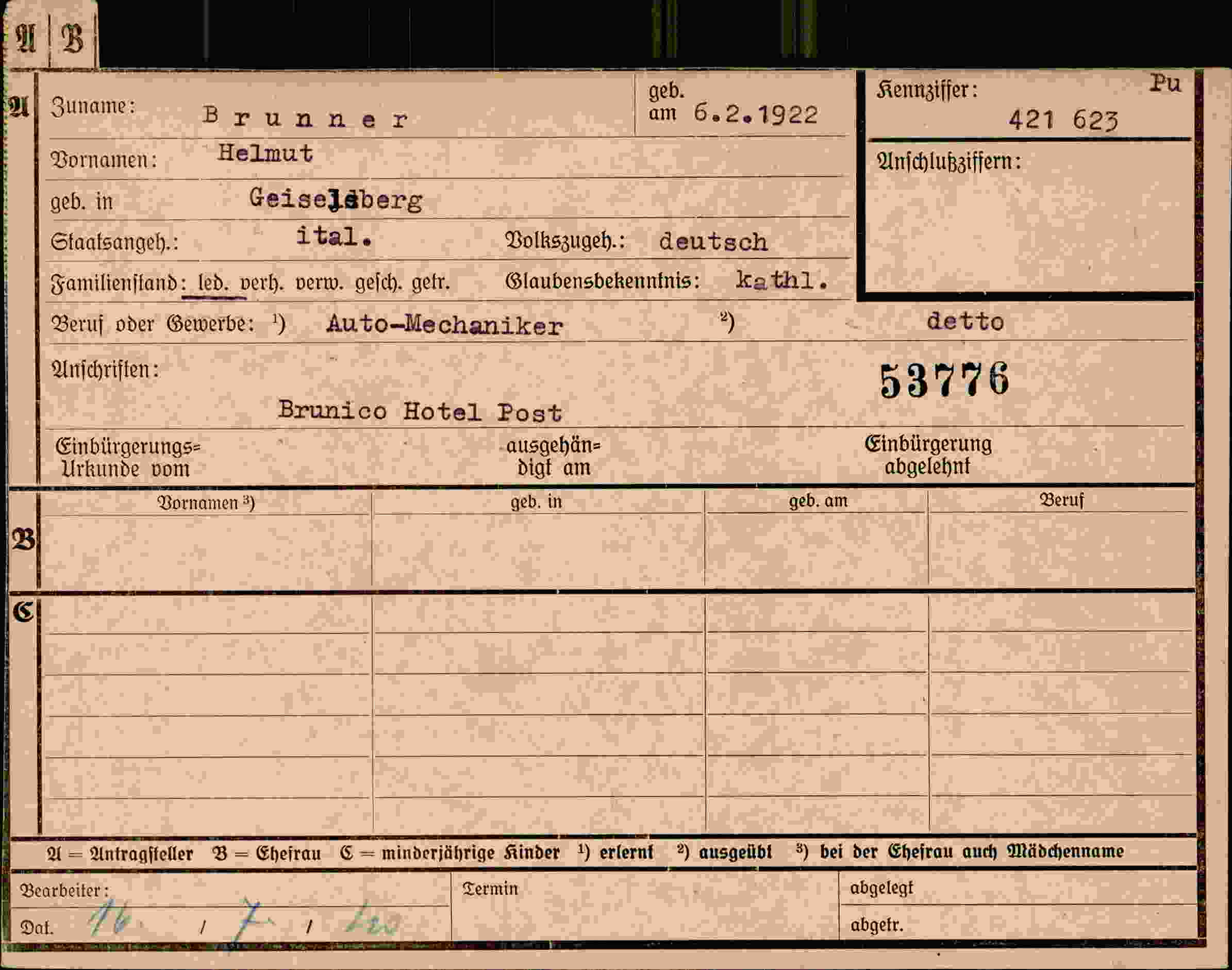 Dokument für Helmut Brunner