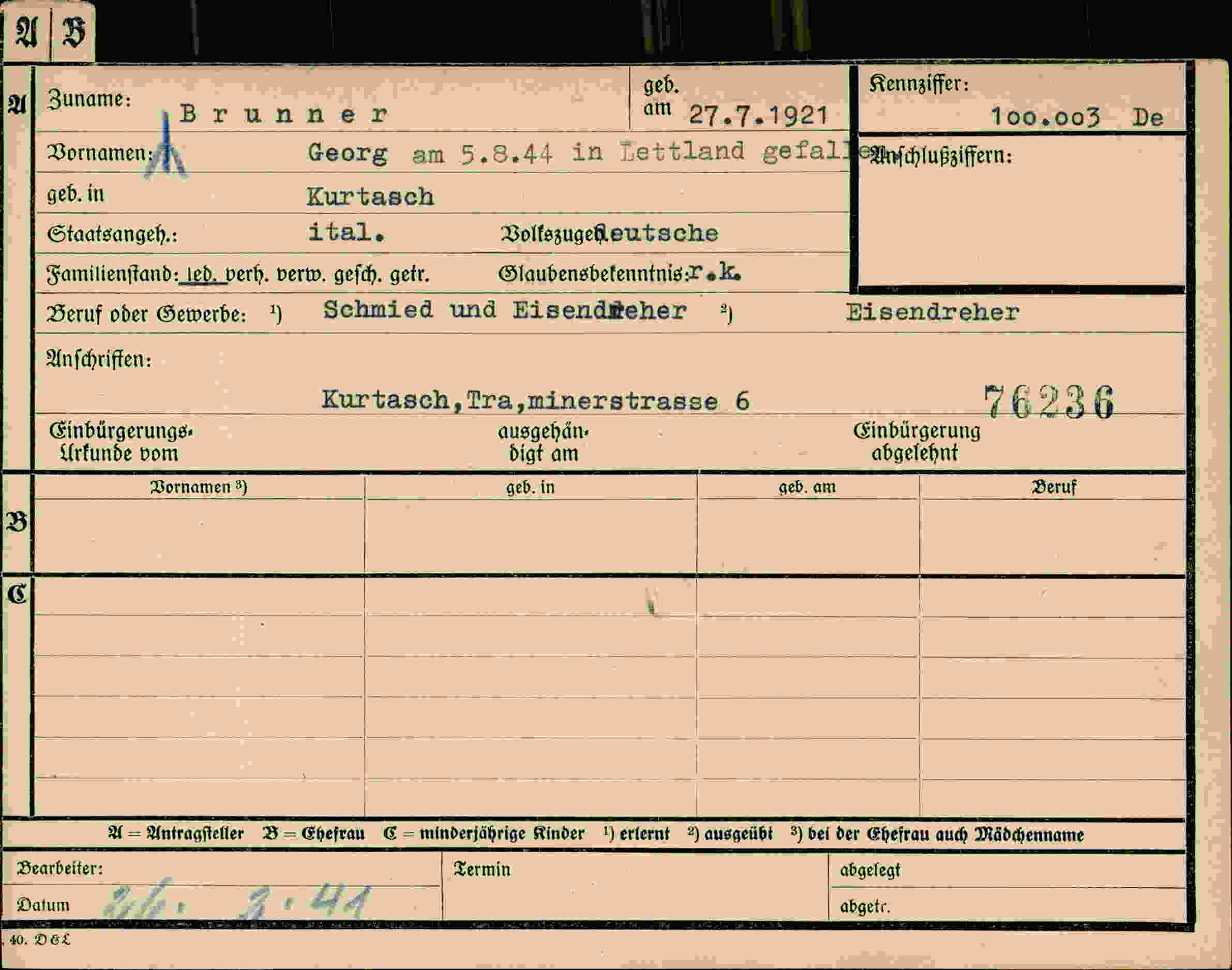 Dokument für Georg Brunner