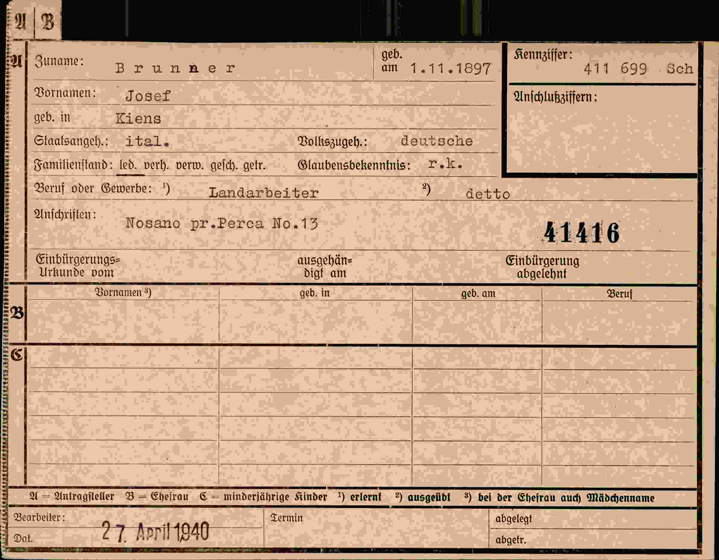 Vorderseite des Dokuments