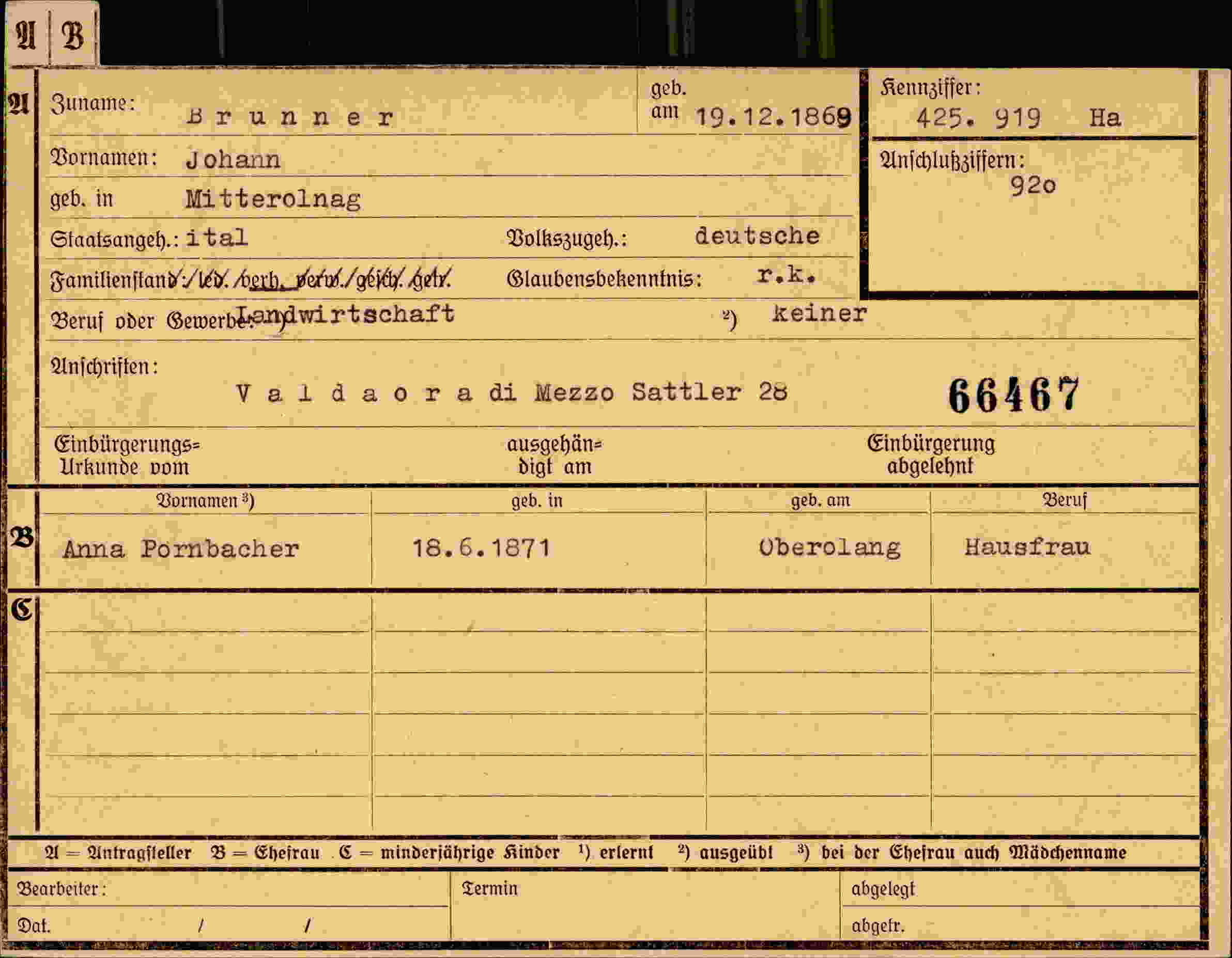 Vorderseite des Dokuments