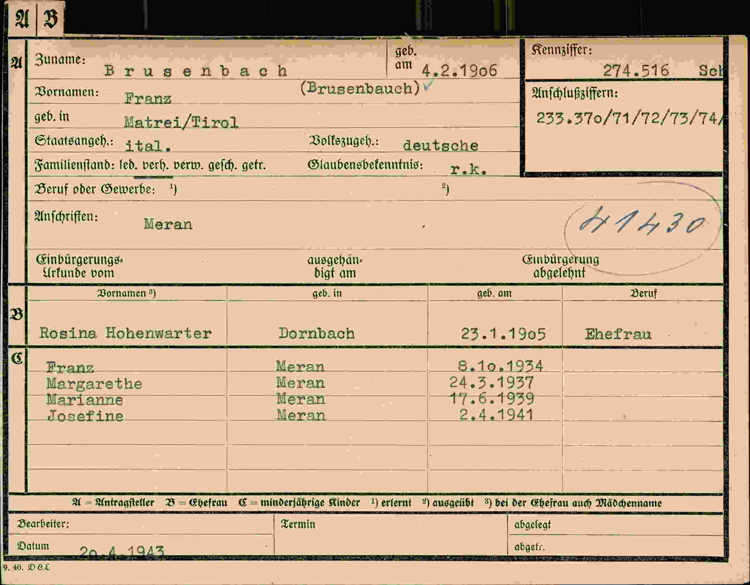 Dokument für Franz Brusenbach