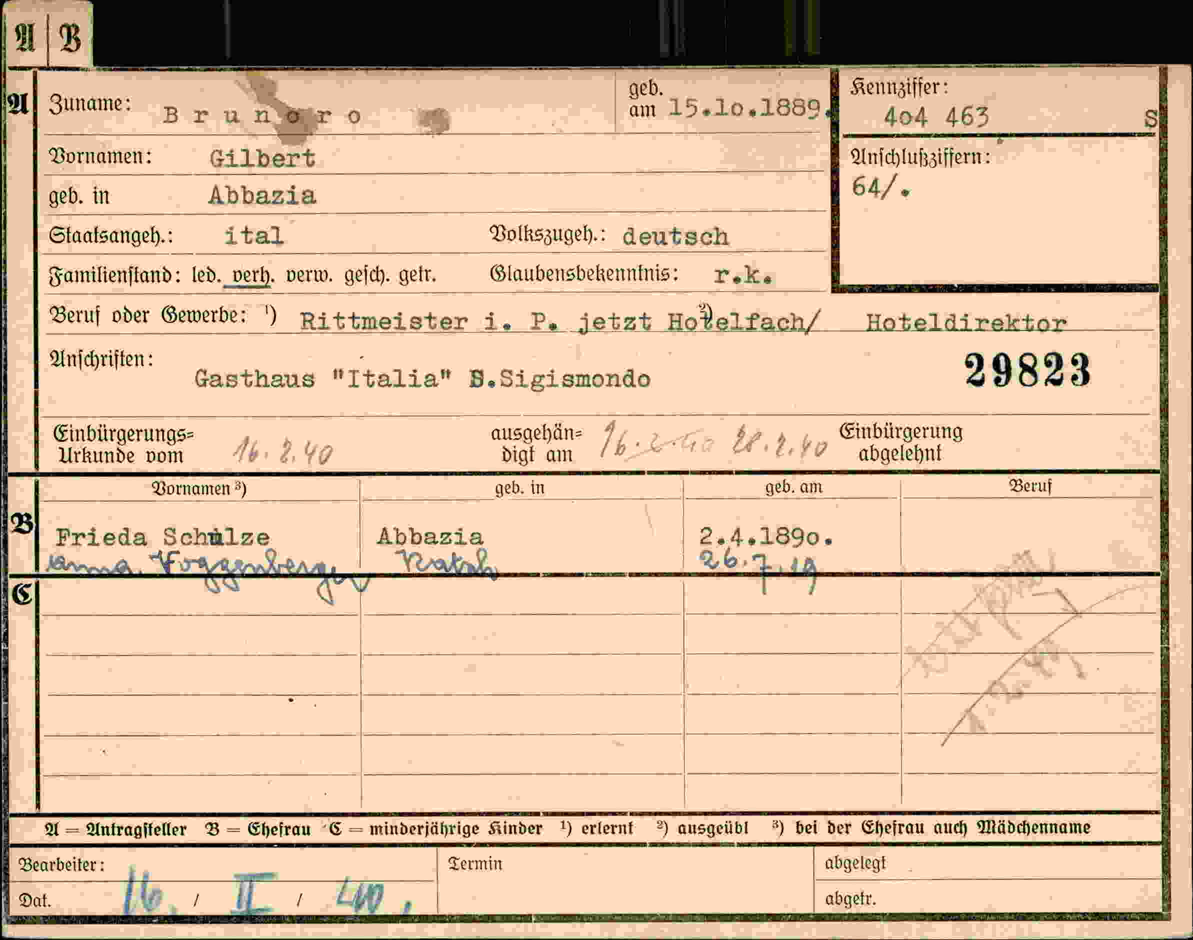 Dokument für Gilbert Brunoro