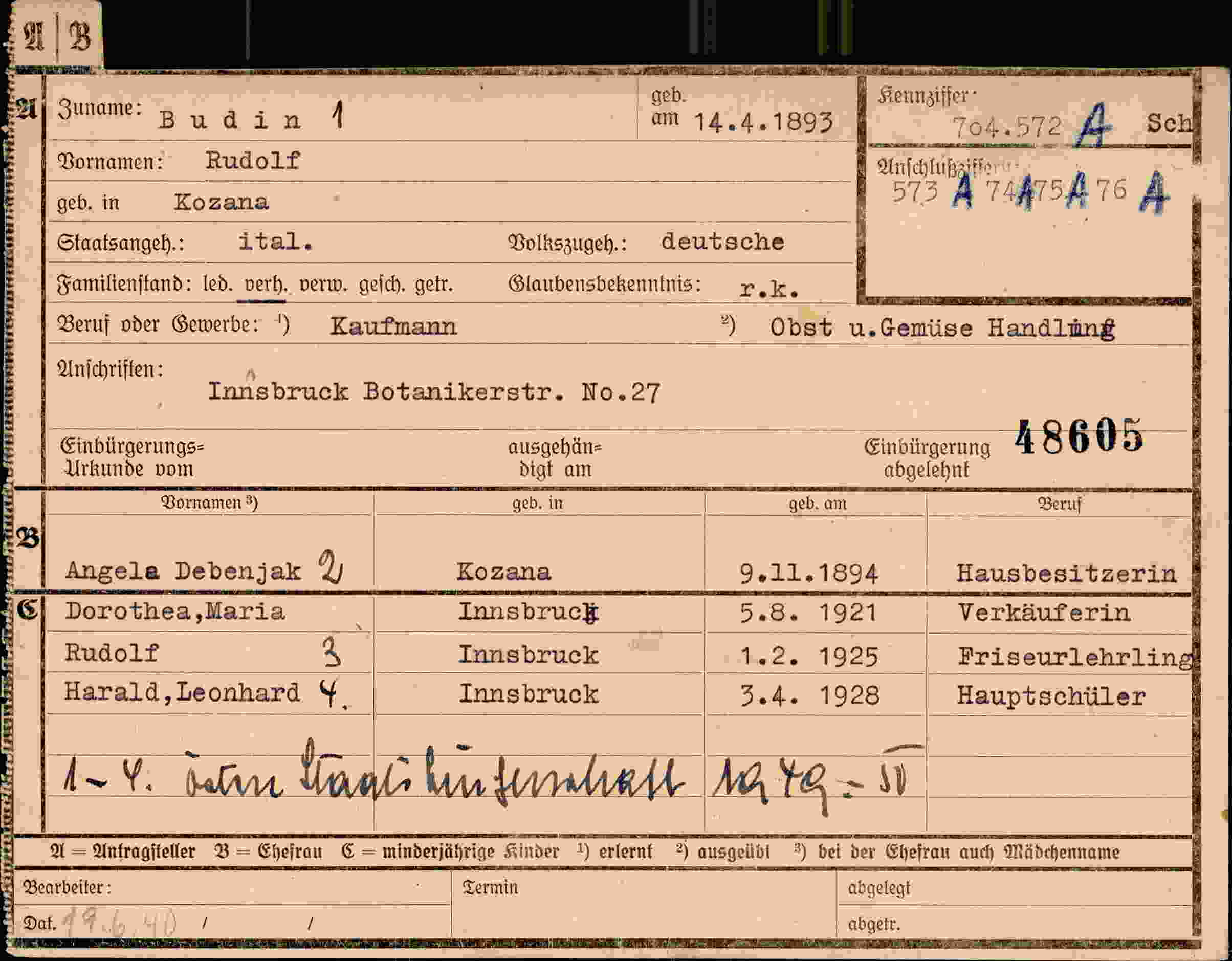 Dokument für Rudolf Budin